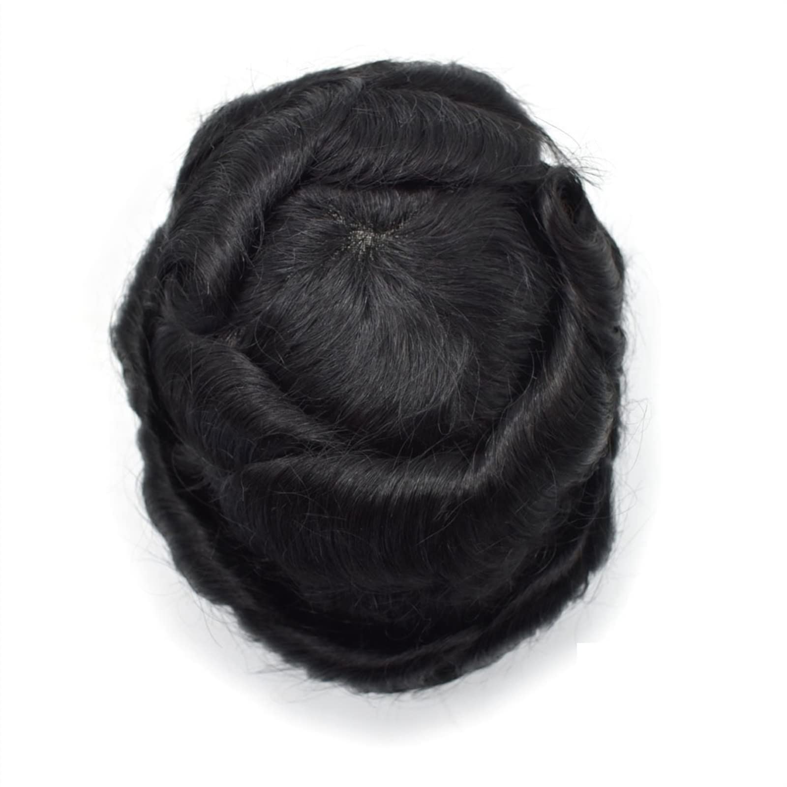 Premium Men's Toupee Human Hair Replacement System - 0.1-0.12mm Thin Transparent Injected PU Skin - Jet Black 6 Inches - Natural Looking Hairpiece for Thinning Hair & Baldness - Perfect for Daily Wear, Special Occasions & Confidence Boost