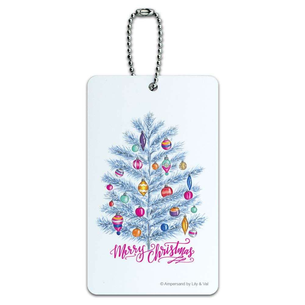 Festive Christmas Tree Luggage Tag with Ornaments - Durable Suitcase ID Tag for Carry-On Bags - Perfect for Holiday Travel & Gift Giving
