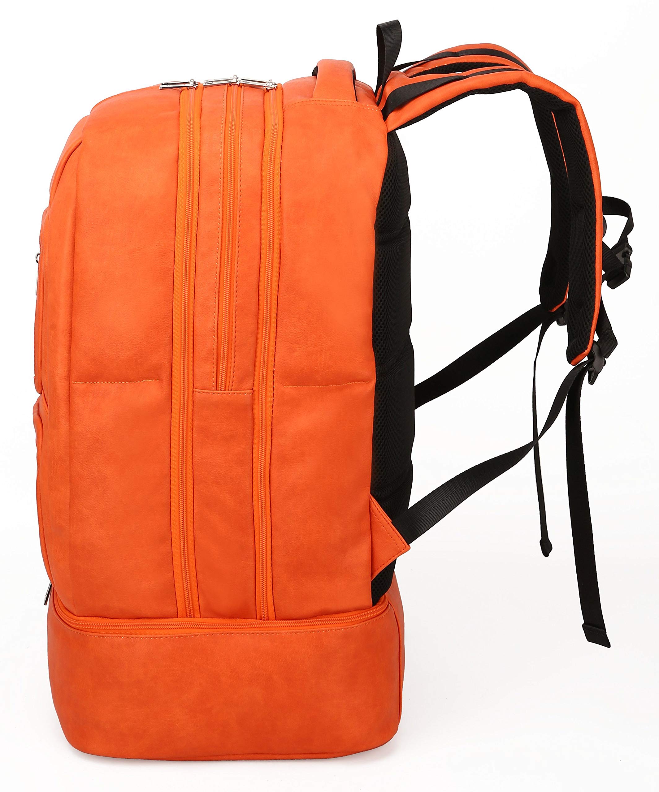 Premium Leather Travel Carry-On Bag for Men & Women - Multi-Functional Design with Shoe, Laptop & Clothes Compartments (Orange) - Perfect for Business Trips, Weekend Getaways & Air Travel