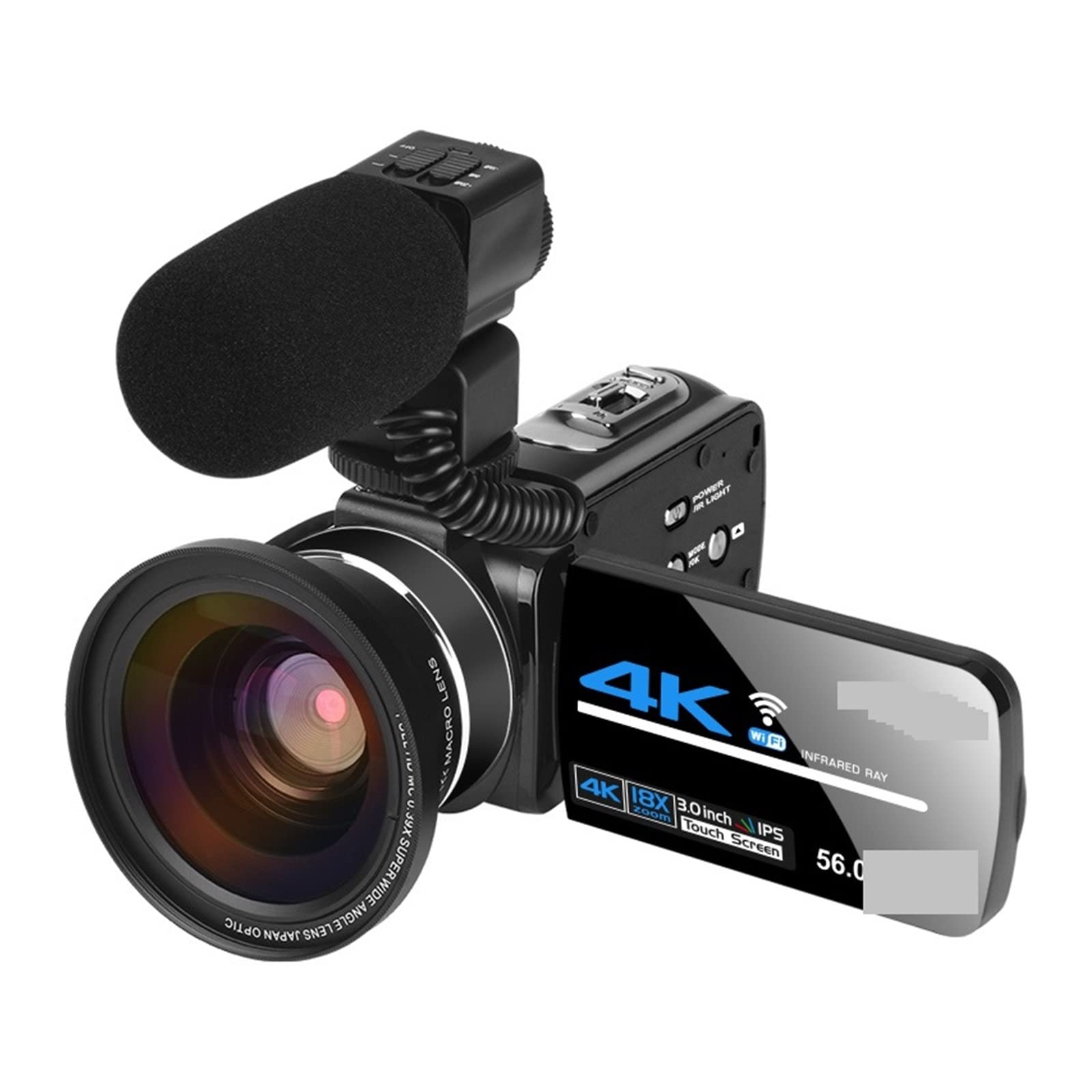 4K AUBEST Video Camera with Night Vision - 56MP Vlogging Cam for YouTube & Outdoor Recording