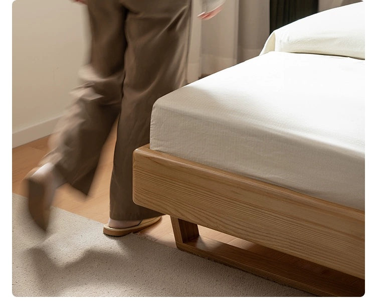 Solid Oak and Ash Wood Nordic Minimalist Floating Bed Frame - Perfect for Modern Bedroom, Guest Room, and Loft Decor