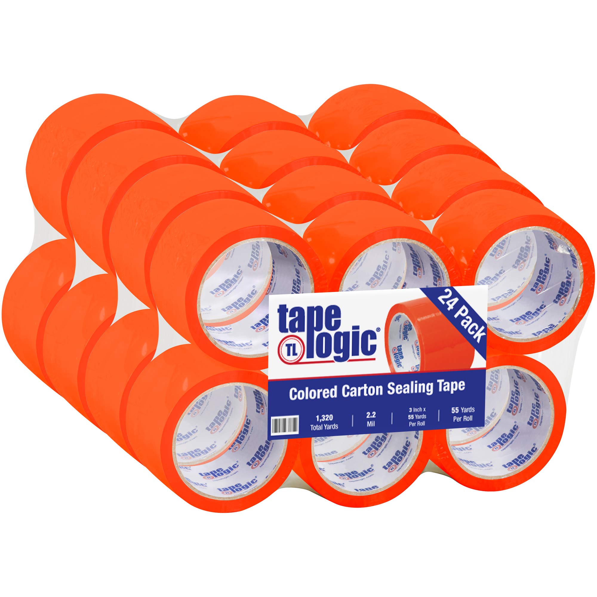 Tape Logic 3 Inch x 55 Yards Orange Packing Tape, 2.2 Mil Thick, 24 Rolls Bulk Pack - Heavy Duty Shipping, Moving, Packaging & Color Coding Solution for Boxes, Cartons & Storage Organization