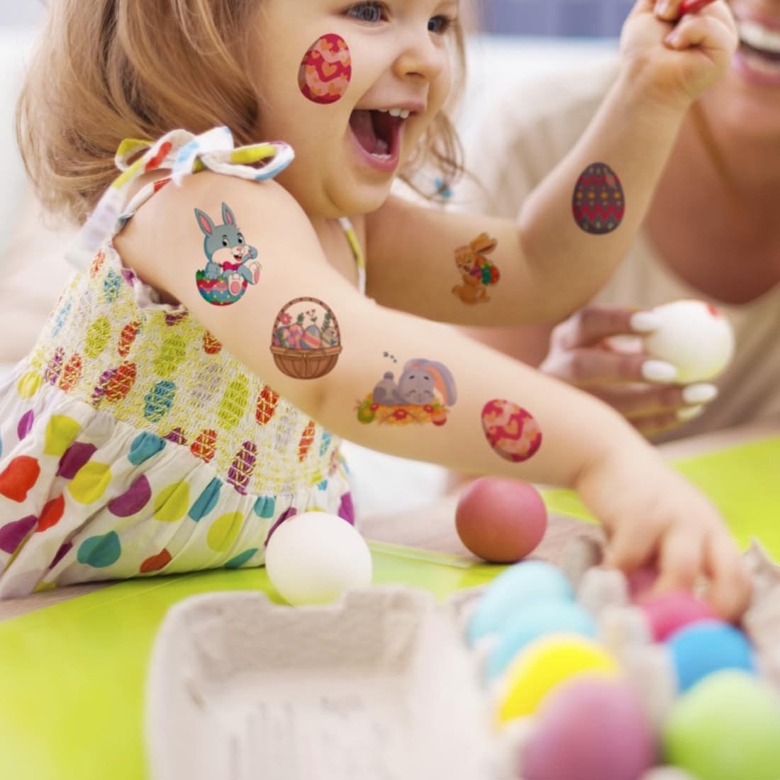 Easter Temporary Tattoos for Kids - 74 Sheets Easter Egg & Bunny Tattoos for Boys & Girls - Party Favors, Goodie Bag Fillers - Perfect for Easter Celebrations, Birthday Parties & Classroom Activities