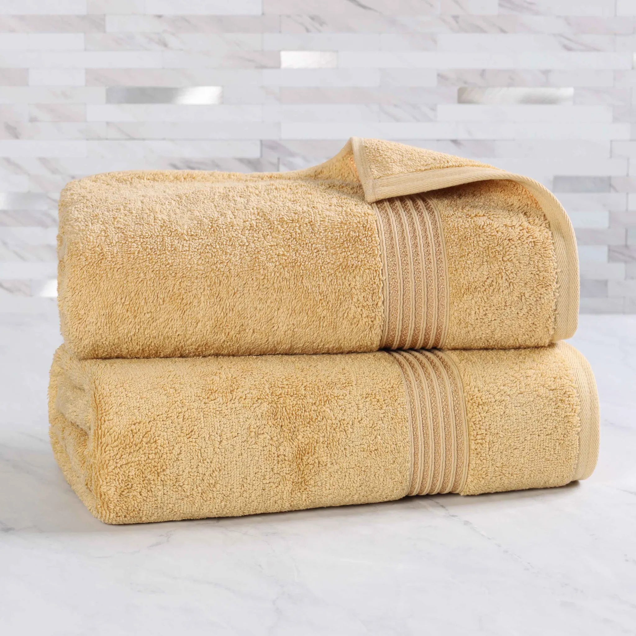 Premium Heritage Egyptian Cotton Bath Towel Set of 2 - Ultra Soft, Highly Absorbent & Quick Dry - Luxury Spa & Bathroom Essentials for Home & Hotel Use