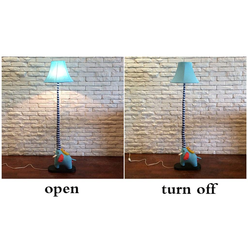GAOXIN Elephant Floor Lamp with Remote Control - Modern Standing Light for Living Room, Bedroom & Bedside - Soft Fabric Shade (Blue) - Perfect Gift for Birthday & Home Decor - Creates Cozy Ambiance for Reading & Relaxation