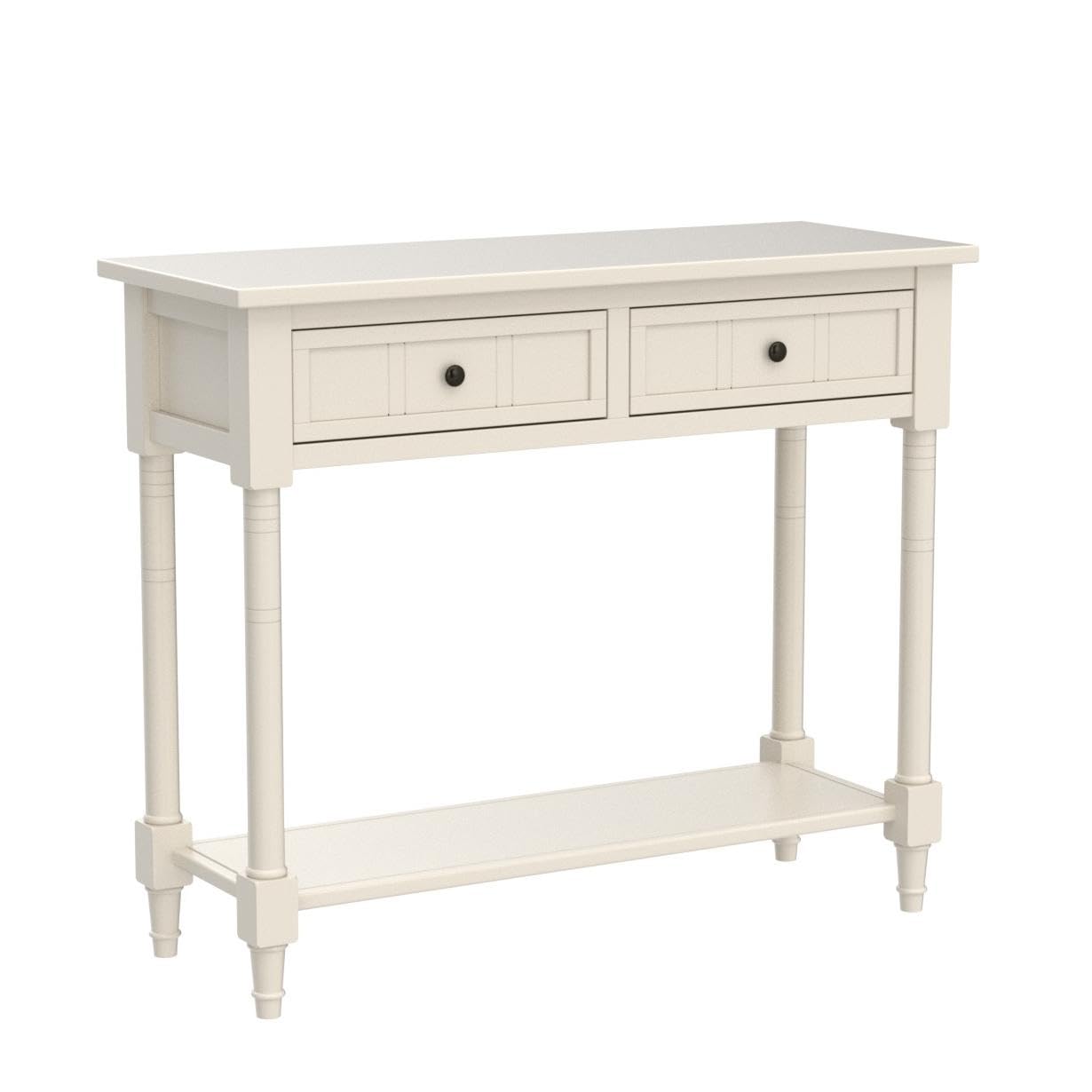 KINFFICT Wooden Console Sofa Table with Drawer & Bottom Shelf - WeYoung Daisy Series Entryway Table for Living Room, Hallway, or Foyer (Antique Grey) - Perfect for Home Decor, Storage & Displaying Decor Items