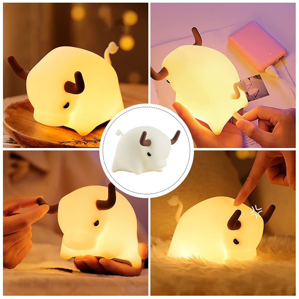 Uonlytech 1pc Silicone LED Night Light - Cute Calf Design, Soft Nursery Light for Baby Room, Bedside Lamp for Kids & Adults - Perfect for Bedtime, Nursing, Travel & Relaxation