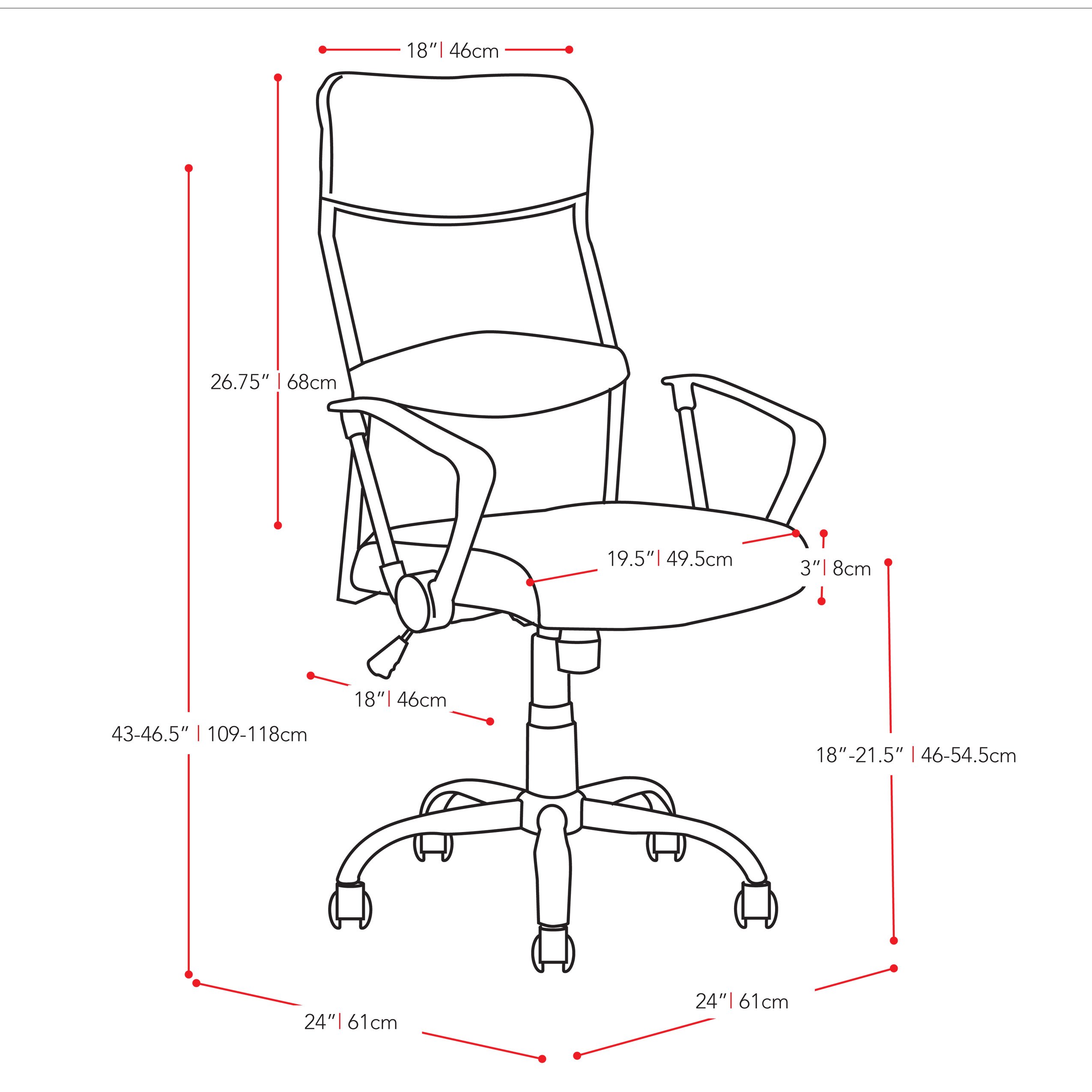 Ergonomic Office Chair with Adjustable Height & Lumbar Support - CorLiving Workspace Black Mesh Computer Desk Chair for Home & Office Use