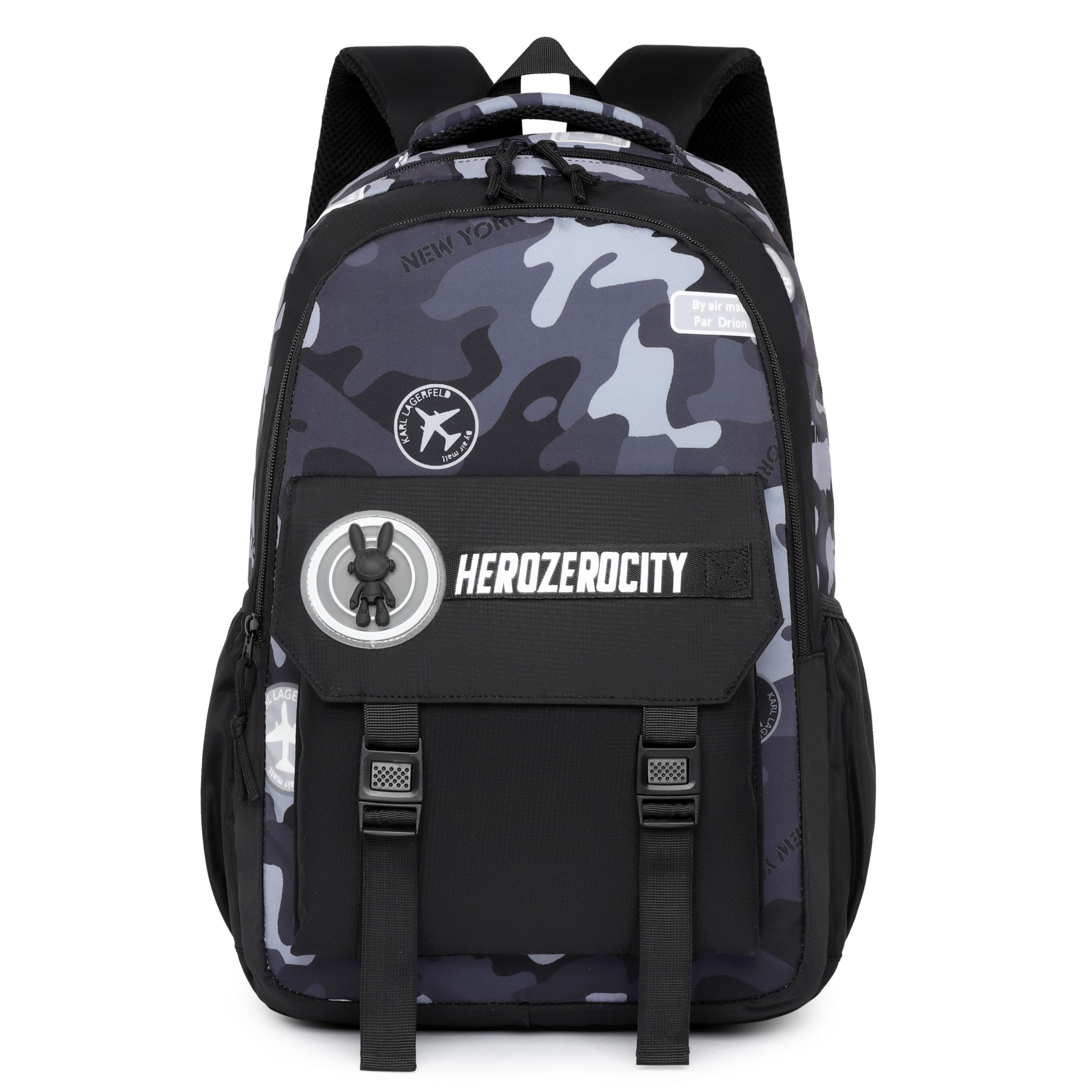 MITOWERMI Camouflage Backpack for Boys - Lightweight School Backpack for Kids, Durable Elementary Bookbag for Travel & Daily Use - Black Military Style Backpack for School, Hiking & Outdoor Adventures