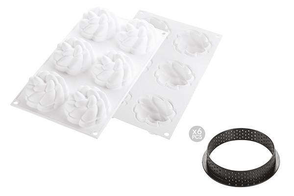 Silikomart Fleur Silicone Tart Ring Mold Kit - Premium Baking Molds for French Pastries, Tarts, and Desserts - Perfect for Home Bakers and Professional Chefs