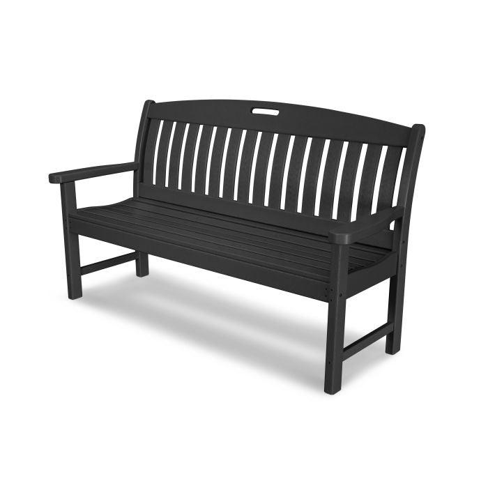 POLYWOOD Nautical 60-Inch Outdoor Bench - All-Weather Resin Wicker Patio Furniture for Poolside, Garden, Deck & Backyard Relaxation