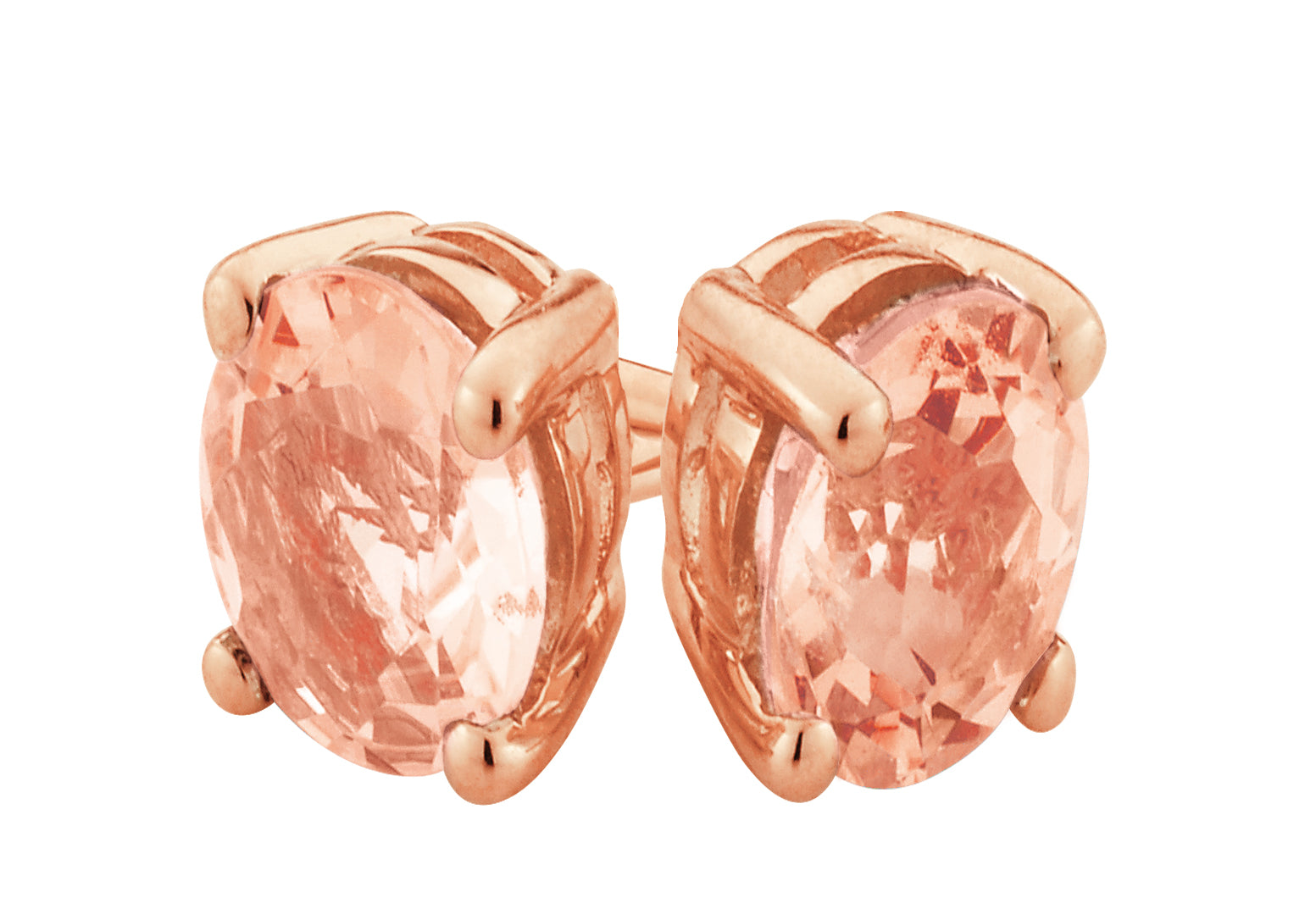 9ct Rose Gold Oval 6MM x 4MM Morganite Stud Earrings for Women - Elegant Gift for Anniversary, Birthday & Special Occasions