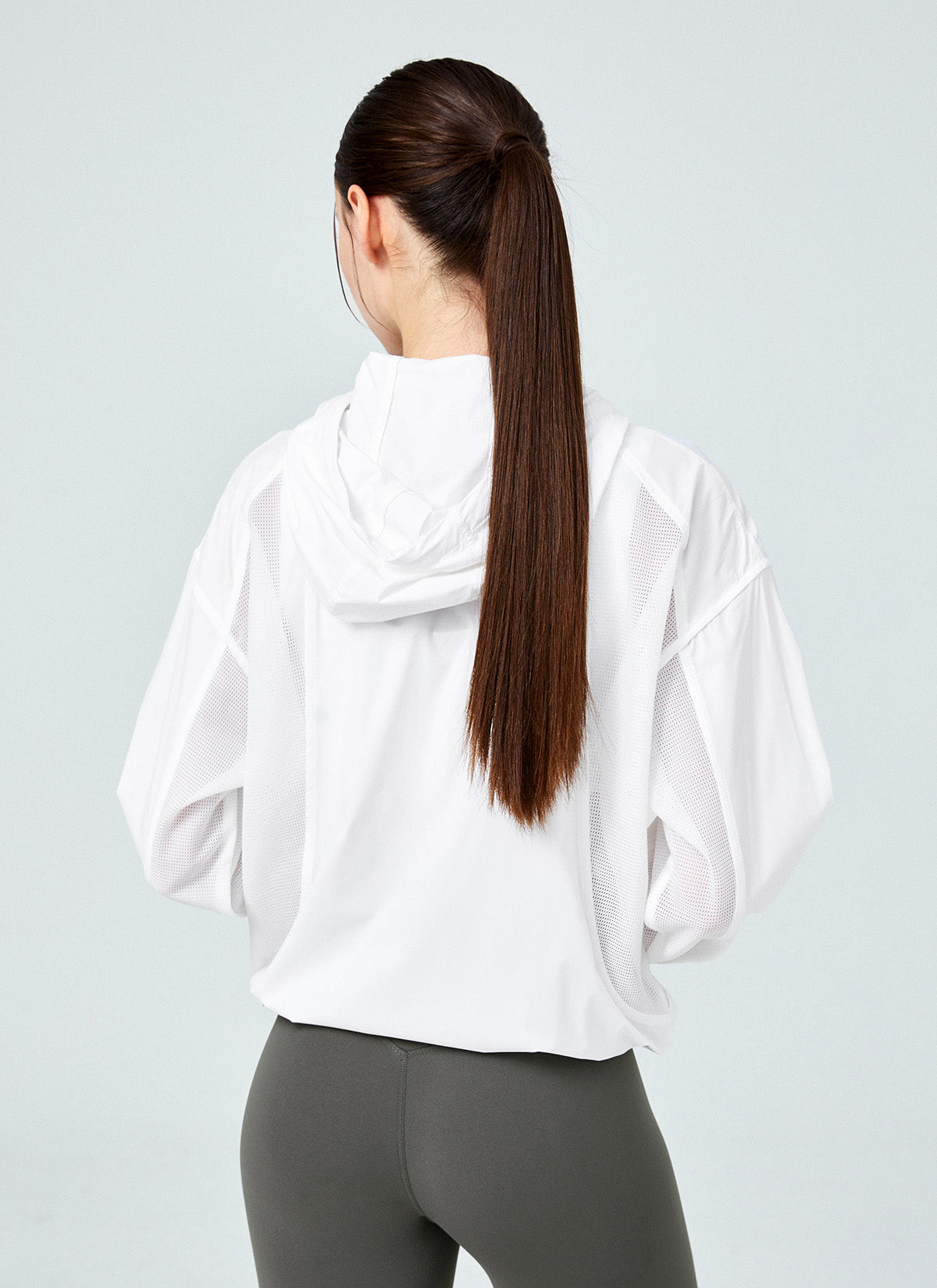 Breathable Mesh Hooded Crop Windbreaker Jacket - Lightweight & Stylish for Running, Hiking & Outdoor Activities