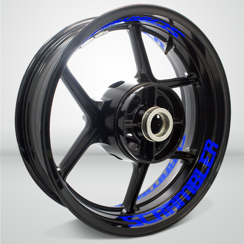 Glossy Blue Motorcycle Rim Tape Stickers - Compatible with Ducati Scrambler - High Quality Vinyl Decals for Bike Wheels - Perfect for Customization and Racing Enthusiasts