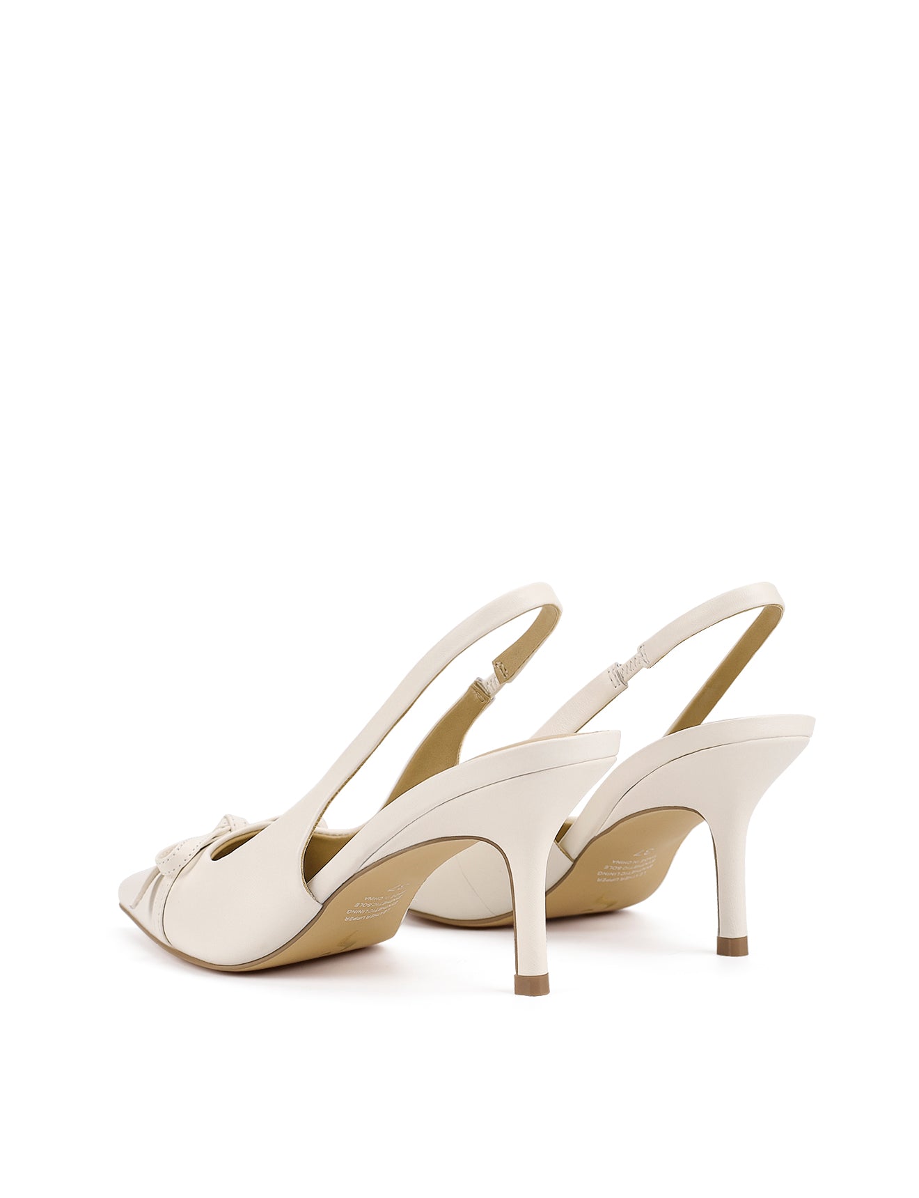 Singh Women's Slingback Heels - Comfortable Leather Pumps with Low Block Heel for Office, Wedding & Party Wear | Chalk White Leather Shoes for Professional & Dressy Occasions