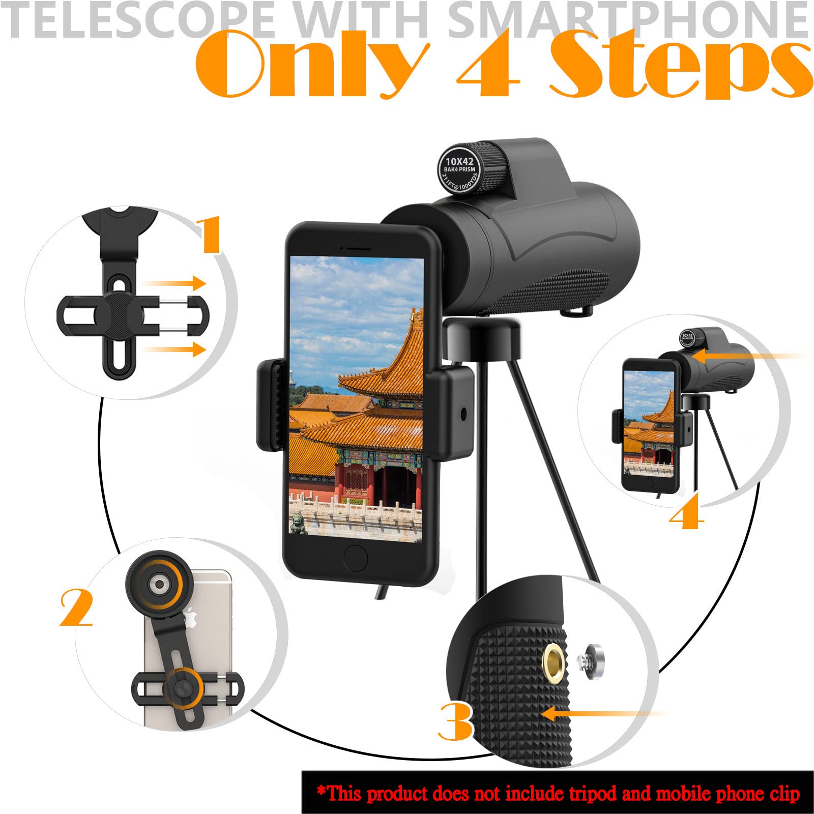 10x42 Monocular Telescope - HD Spotting Scope for Bird Watching, Hunting, Hiking & Travel | Waterproof & Fogproof | Compact & Lightweight for Outdoor Adventures | Perfect for Wildlife Observation, Camping & Night Vision