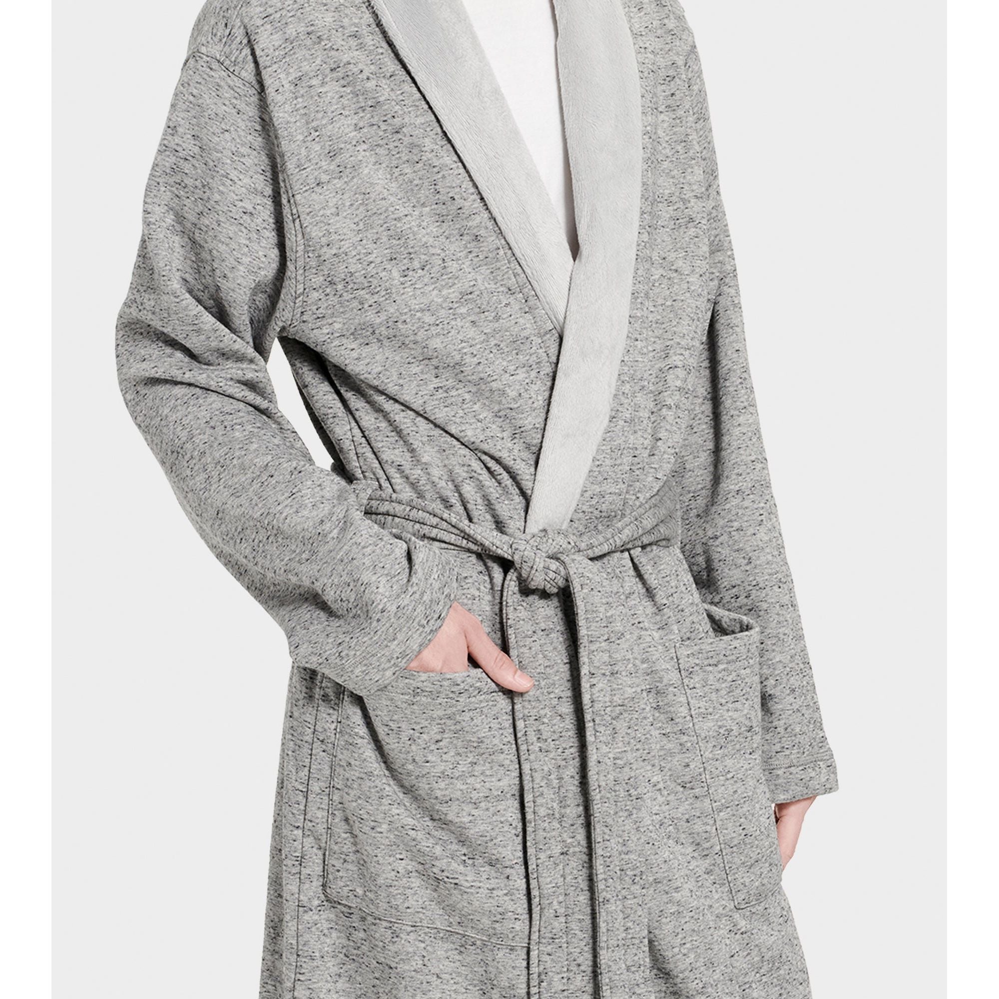 UGG Men's Robinson Robe in Grey Heather - Soft Fleece Bathrobe for Men - Perfect for Lounging, Spa Days & Cozy Home Wear