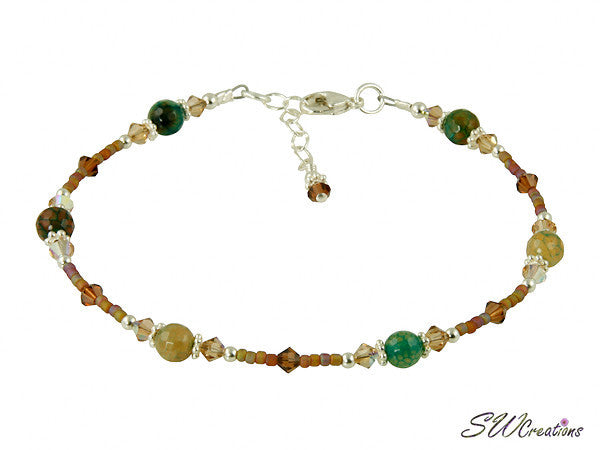 Topaz Fire Agate Gemstone Beaded Anklet - Elegant Handmade Jewelry for Women | Perfect for Beach Vacations, Summer Outfits & Boho Style Accessories