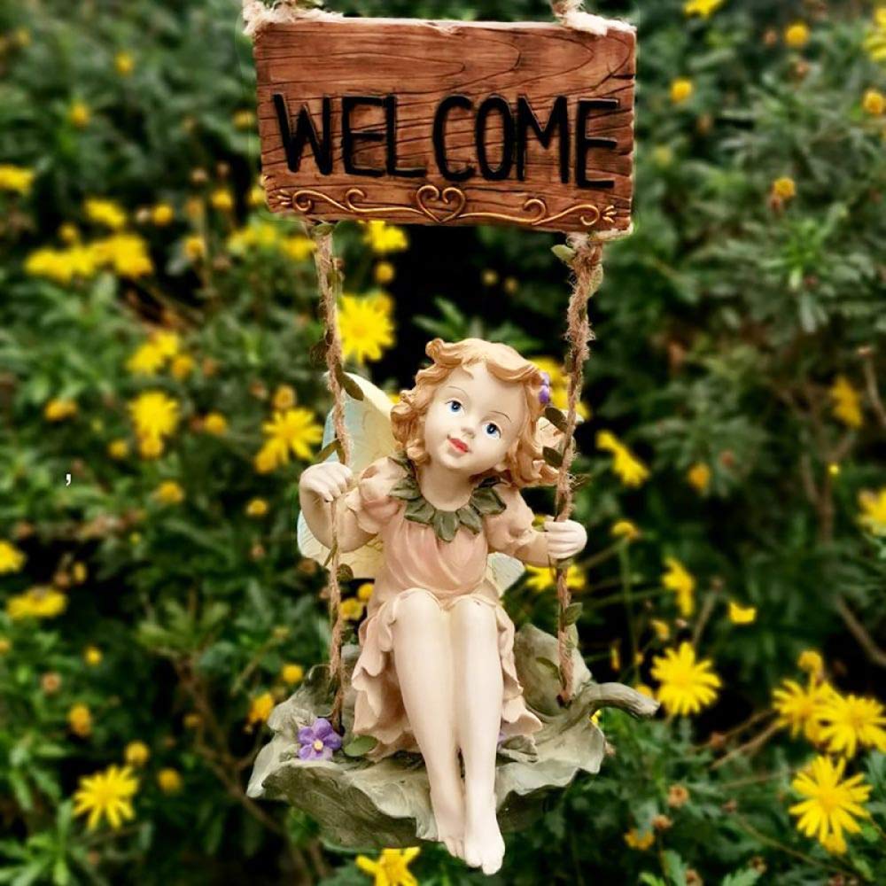LIUSHI Fairy Girl Swing Figurine - Whimsical Garden Decor for Flower Beds, Fairy Gardens & Outdoor Landscaping | Perfect for Patio, Yard & Home Decoration