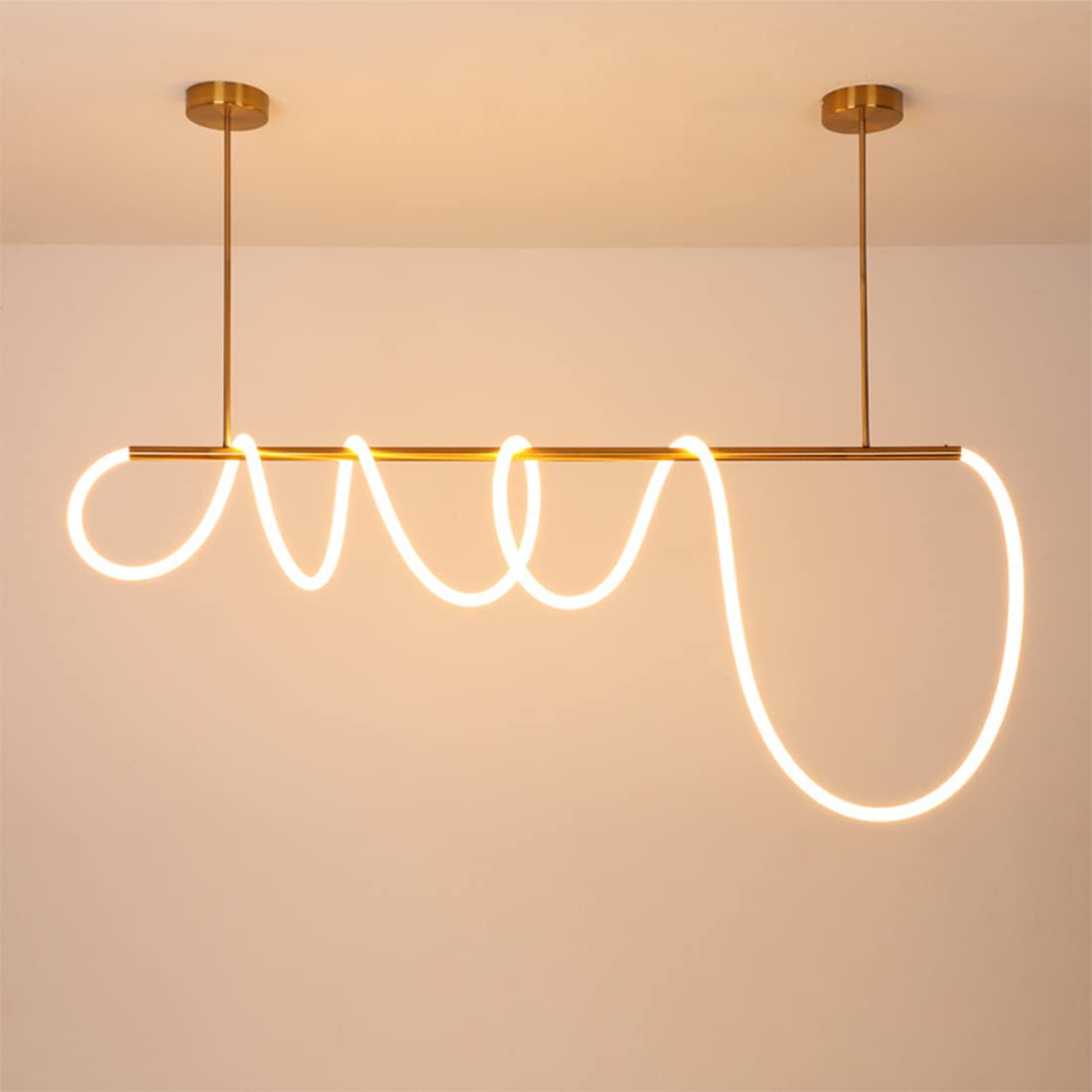 Luxury Long Line Ceiling Light - Golden Modern Pendant Light Fixture for Home Decor | Perfect for Living Room, Bedroom, Hallway & Office Spaces | Elegant Lighting Solution for Dining Areas & Conference Rooms