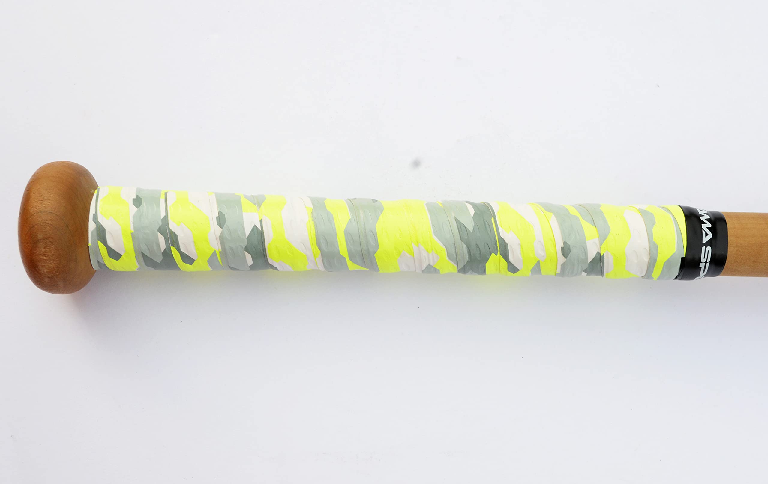 AMA Sport Grip & Rip 1.10mm Cushioned Baseball Bat Grip Tape - Neon Yellow/Gray Camo for Softball & Baseball Players | Improves Bat Control & Comfort