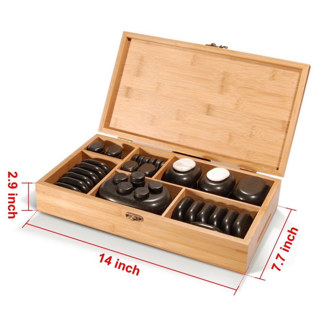 Premium 50-Piece Hot & Cold Stone Massage Therapy Kit - Natural Black Lava Basalt & White Marble Stones for Relaxation, Spa, Professional Use - Perfect for Full Body Massage, Stress Relief & Muscle Therapy