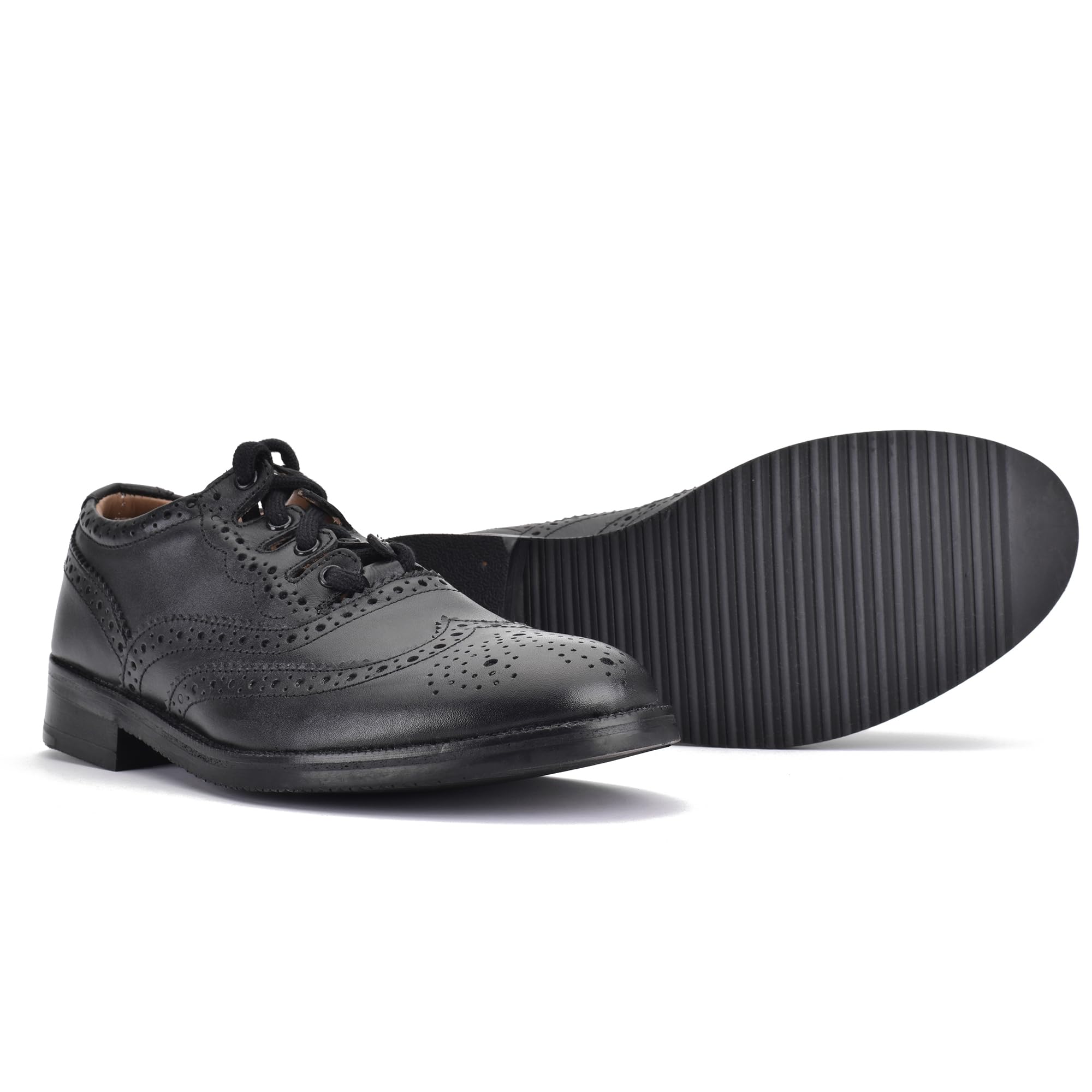 Premium Leather Ghillie Brogue Kilt Shoes - Traditional Scottish Highland Wedding & Piper Dress Shoes with Long Laces & Leather Tassels - UK Size 9 - Black - Perfect for Celtic Weddings, Highland Dances & Formal Events