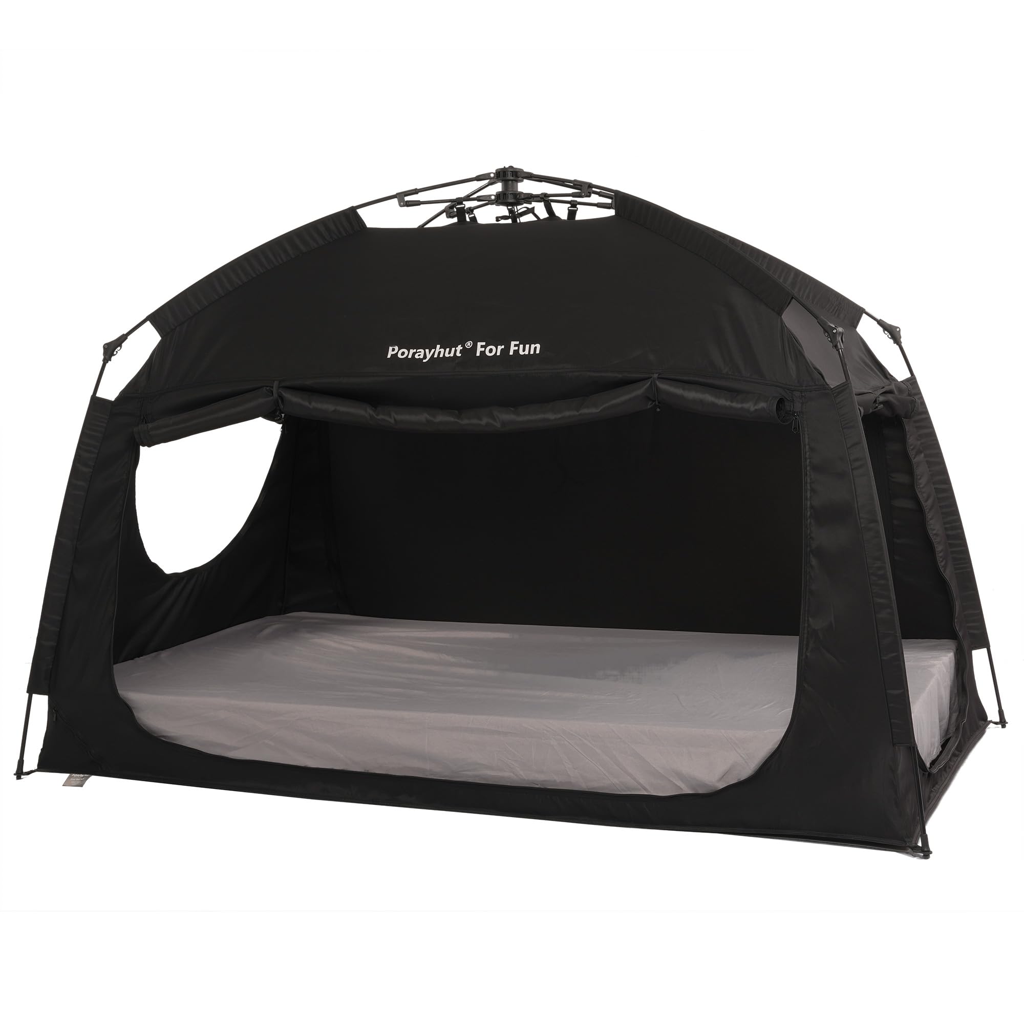 Instant Privacy Bed Tent for Sleeping - Quick Set Up Portable Bed Canopy with 3 Doors & Large Space (Black, Full Size) - Perfect for Dorm Rooms, Camping & Home Privacy
