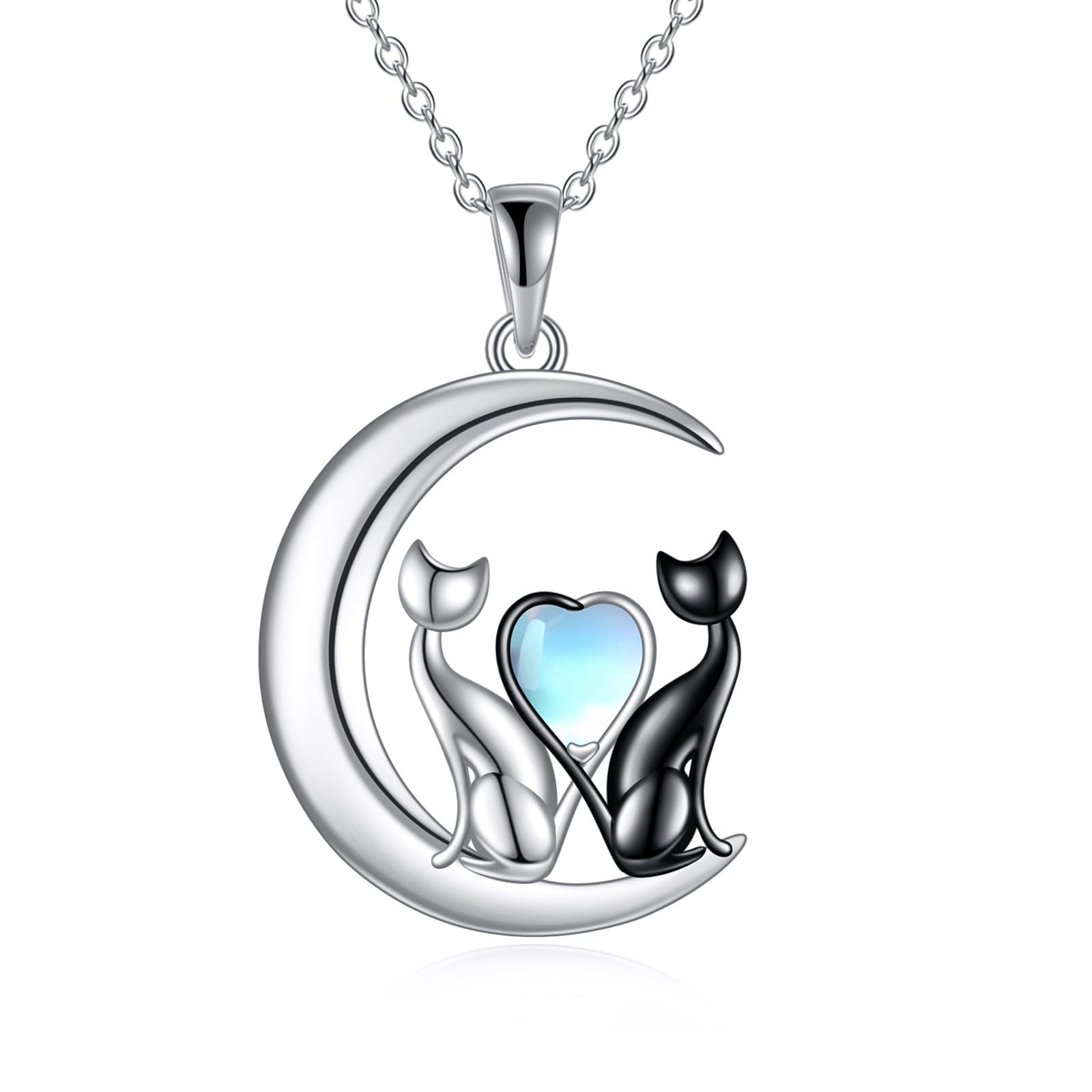 925 Sterling Silver Moon Cat Pendant Necklace for Women - Elegant Moonstone Cat Jewelry Gift for Girls & Cat Lovers | Perfect for Birthdays, Anniversaries & Everyday Wear