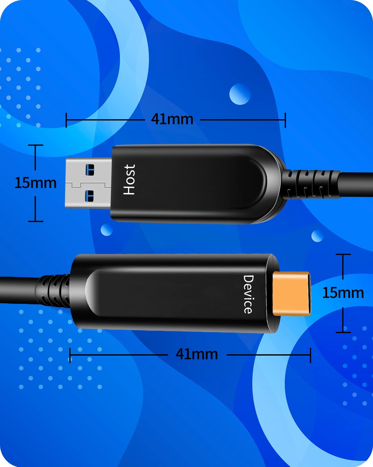 High-Speed 33ft USB A to USB C Cable 10Gbps USB 3.2 Gen 2 - Fiber Optic Charging & Data Sync for Webcam, Camera, VR Headset, Projector - Perfect for Home Office, Gaming & Entertainment Setup