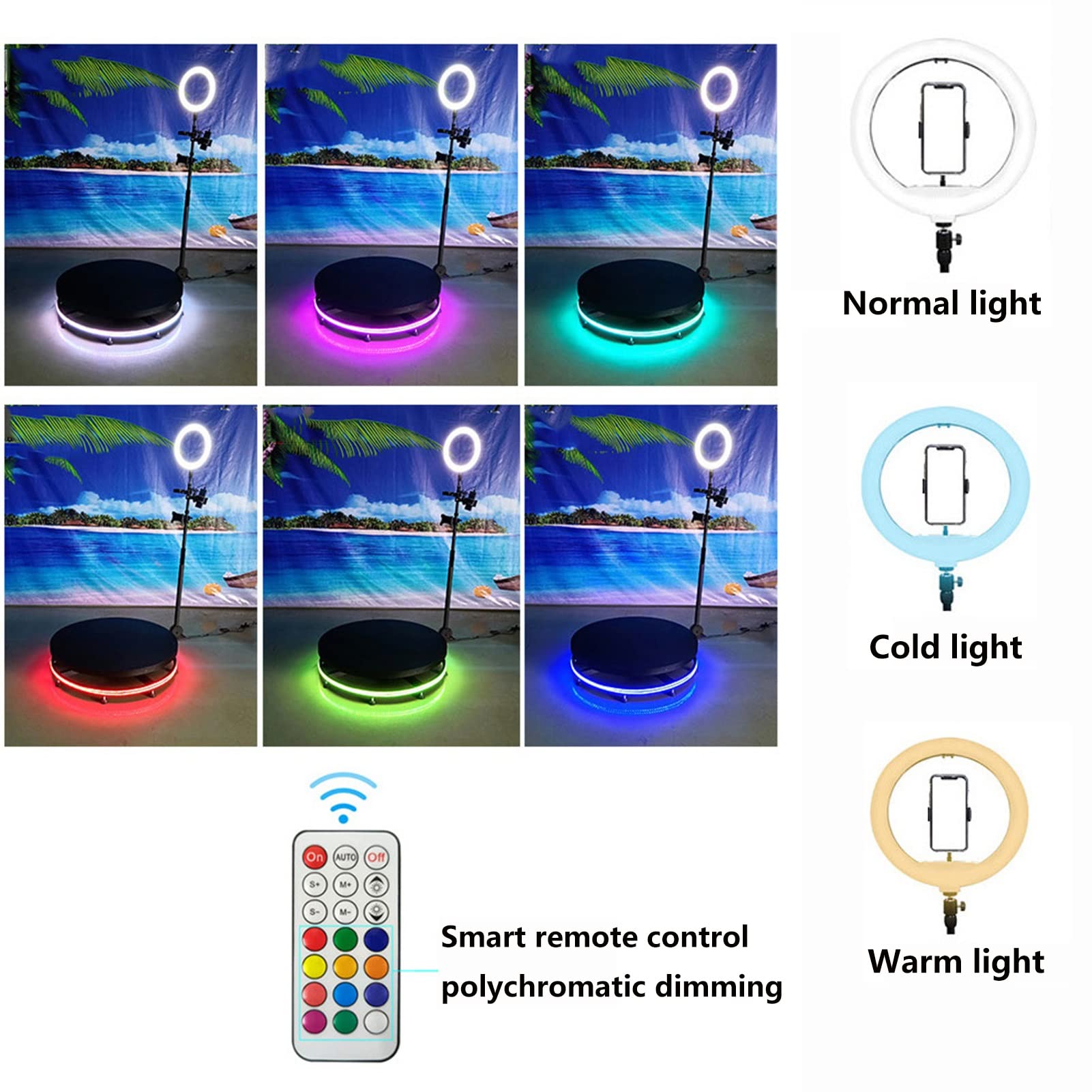 360 Degree Photo Booth Machine with Ring Light - Remote Control Automatic Slow Motion Spin Camera for Parties & Events - Free Logo Customization - 39.4 inch Portable Video Booth for Weddings, Birthday Celebrations & Social Media Content Creation