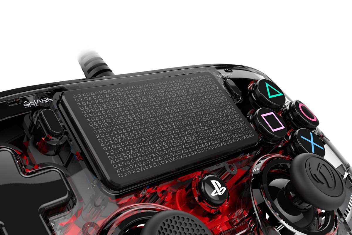 Nacon Compact Wired Controller for PS4 & PC - Transparent Red Design | Perfect for Gaming, Streaming & Competitive Play