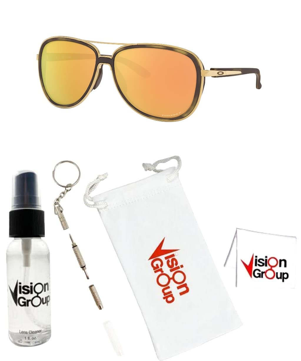 Oakley OO4129 Split Time Polarized Sunglasses with Vision Group Accessories Bundle - Stylish UV Protection for Outdoor Sports & Driving
