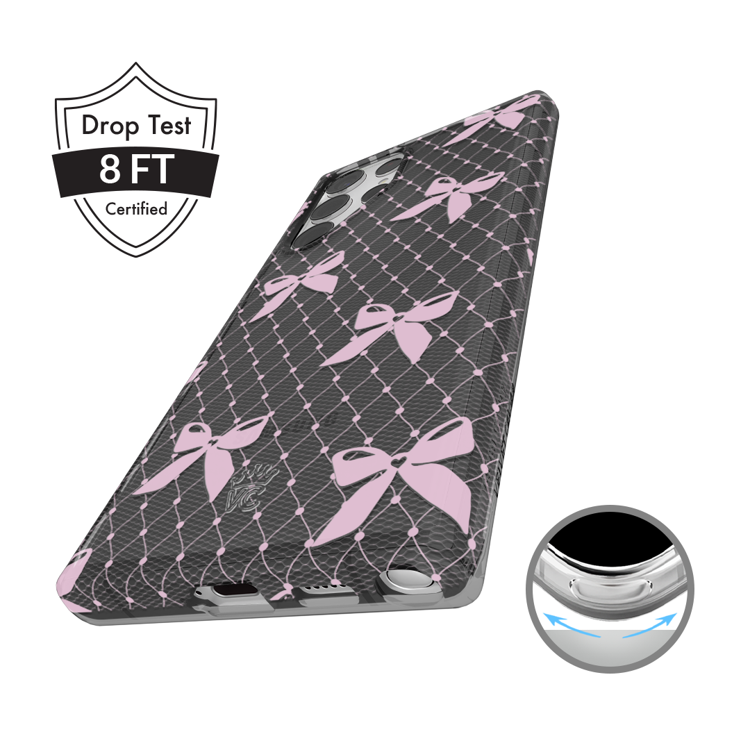 Elegant Lacy Pink Bow Samsung Phone Case - Cute & Stylish Protective Cover for Samsung Galaxy S21/S20/Note 20 - Perfect Gift for Girls, Women, Teens (School, Work, Party, Everyday Use)