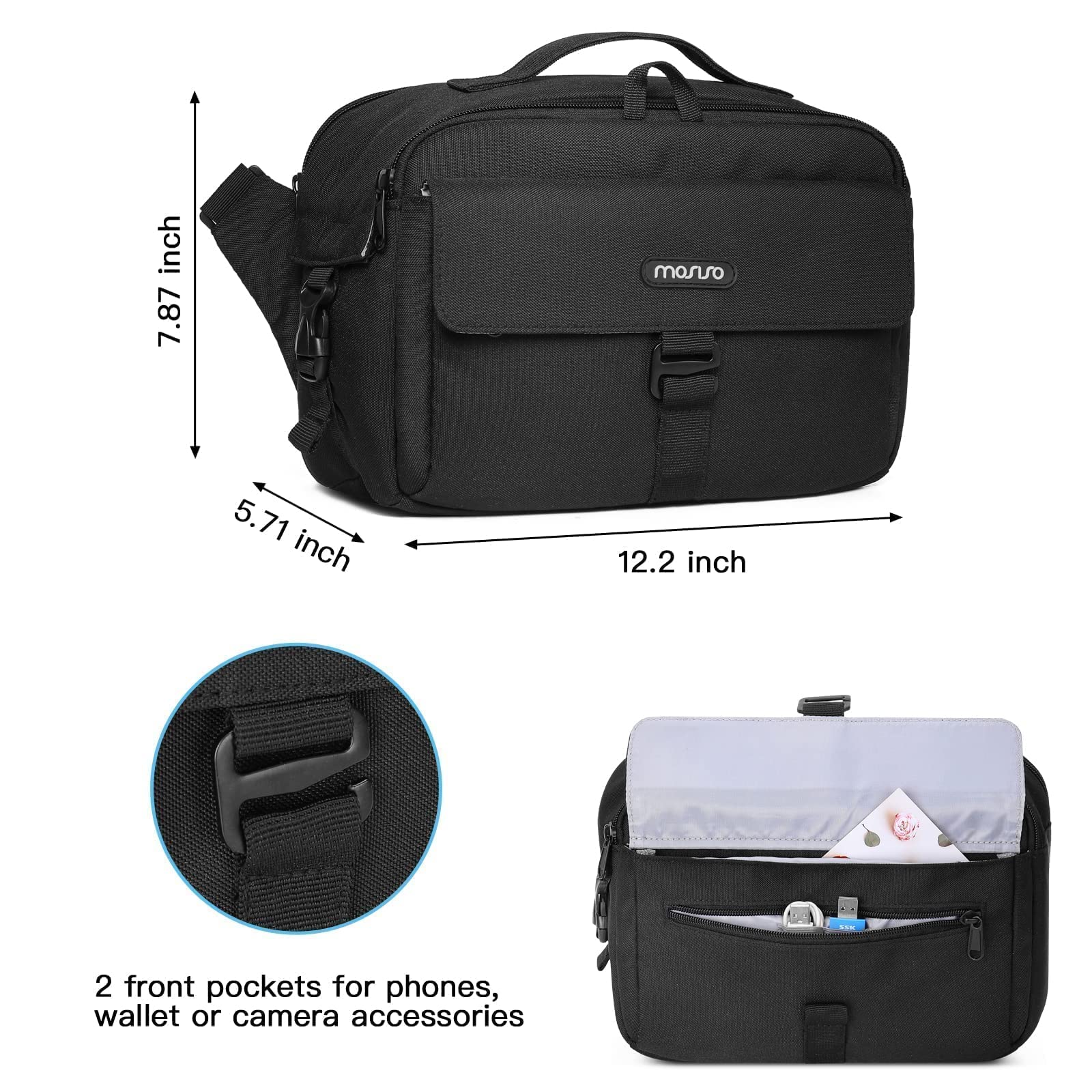 MOSISO Waterproof DSLR Camera Backpack - Hardshell Protective Case for Canon, Nikon, Sony Mirrorless/SLR Cameras with Removable Insert | Travel Photography Bag, Crossbody Shoulder Messenger Bag for Outdoor Shooting & Daily Use