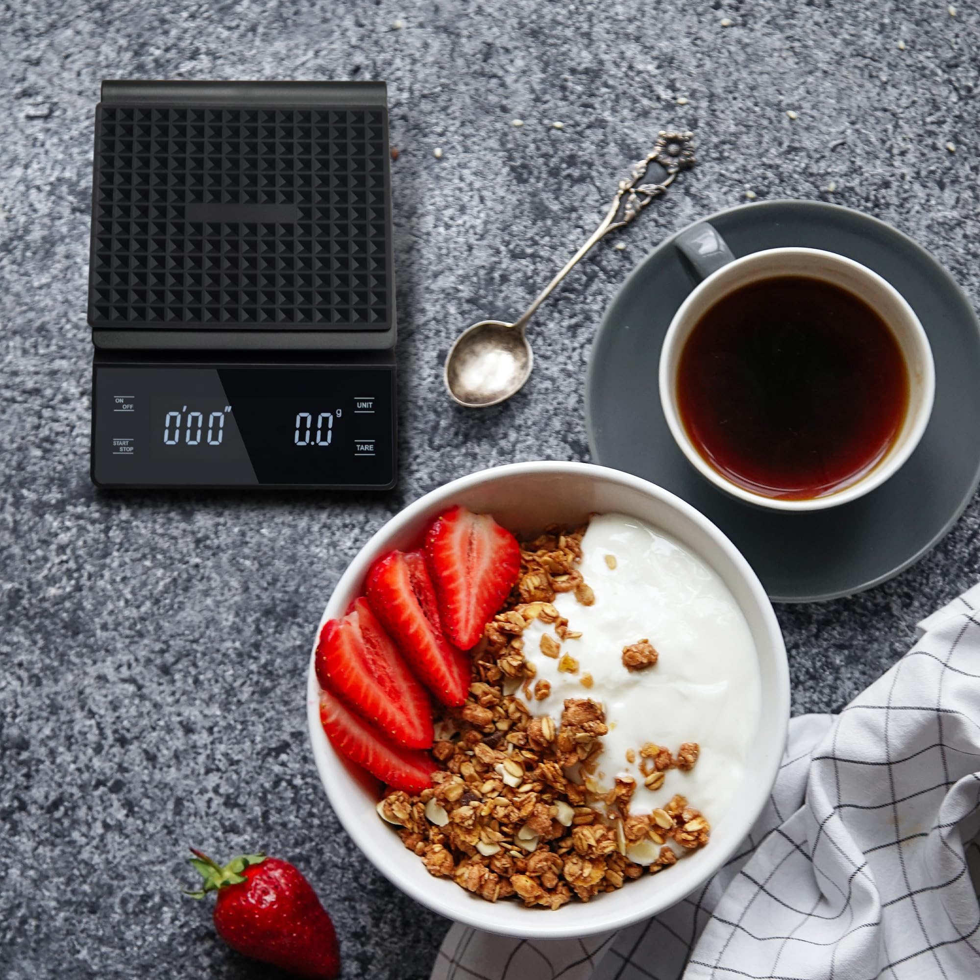 Bemece Digital Coffee Scale with Timer - 3kg/0.1g High Precision Kitchen Scale for Espresso, Pour Over & Drip Coffee - Backlit LCD Display, Includes Batteries - Perfect for Home Baristas & Coffee Shops