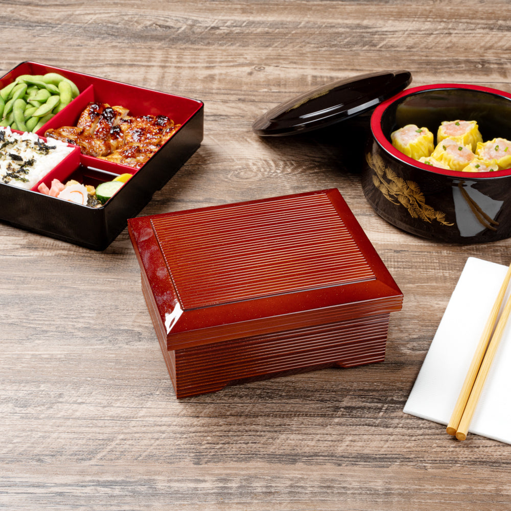 Premium Japanese Style Unagi Bento Box - 27 oz Brown Lunch Box with Lid, 6.75