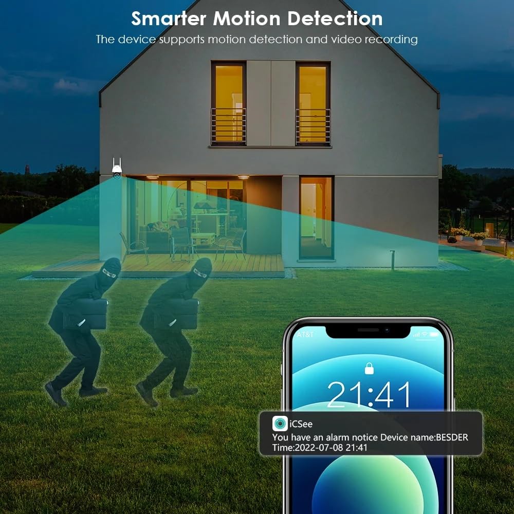 1080P HD 3MP Wireless Security Camera with 355° Pan/Tilt, Motion Tracking & IR Night Vision - WiFi Pet/Baby Monitor with 2-Way Audio & App Control for Home/Office Surveillance (Indoor/Outdoor Use)