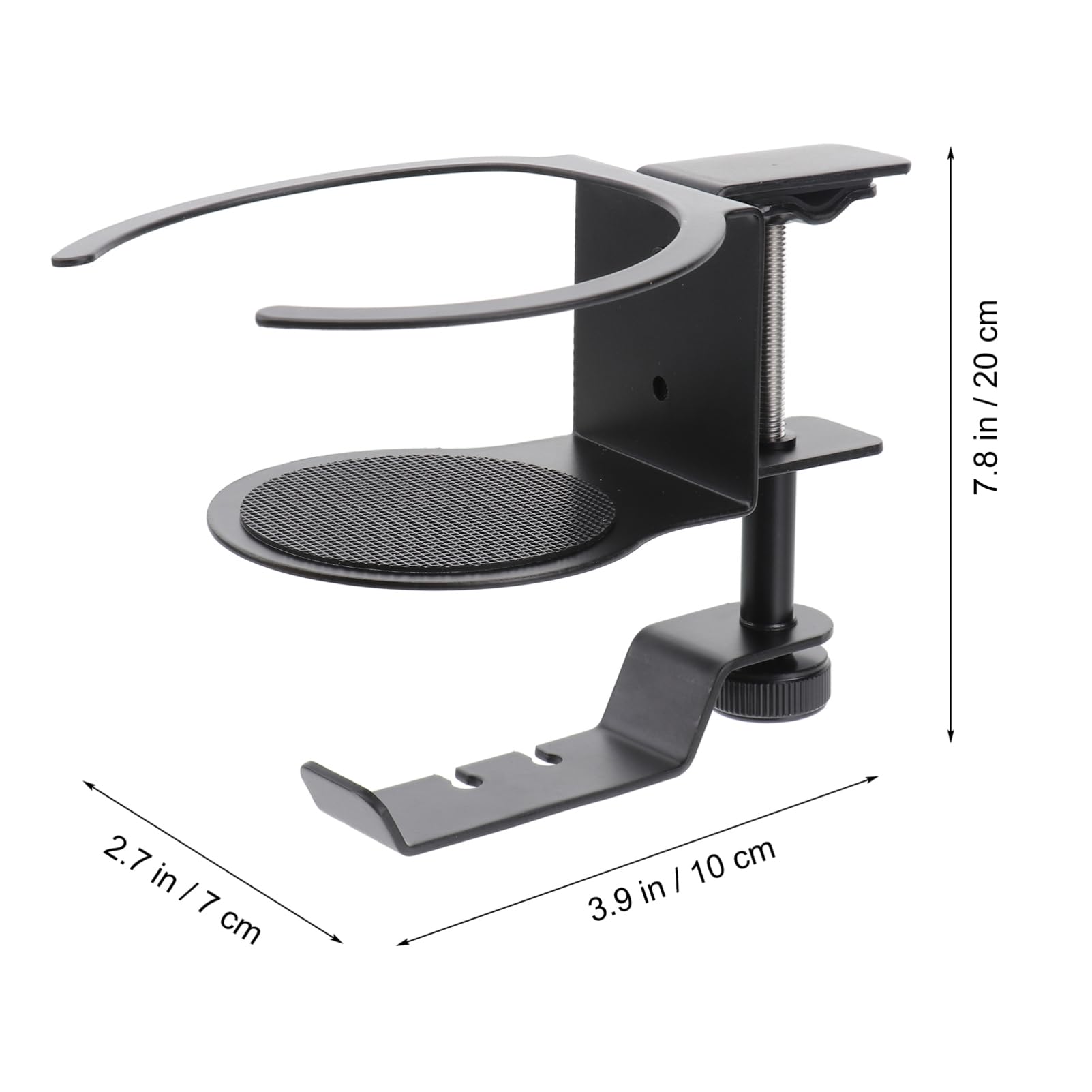 ETHZZLE Desk Organizer with Rotating Hook - Headset Hanger, Drink Cup Clamp & Tool Holder - Easy to Assemble Black Workspace Accessory for Office, Gaming & Home Organization