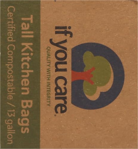 If You Care 13 Gallon Tall Kitchen Trash Bags, 12 Count - Eco-Friendly, Compostable, Strong & Leak-Proof for Home, Office & Commercial Use
