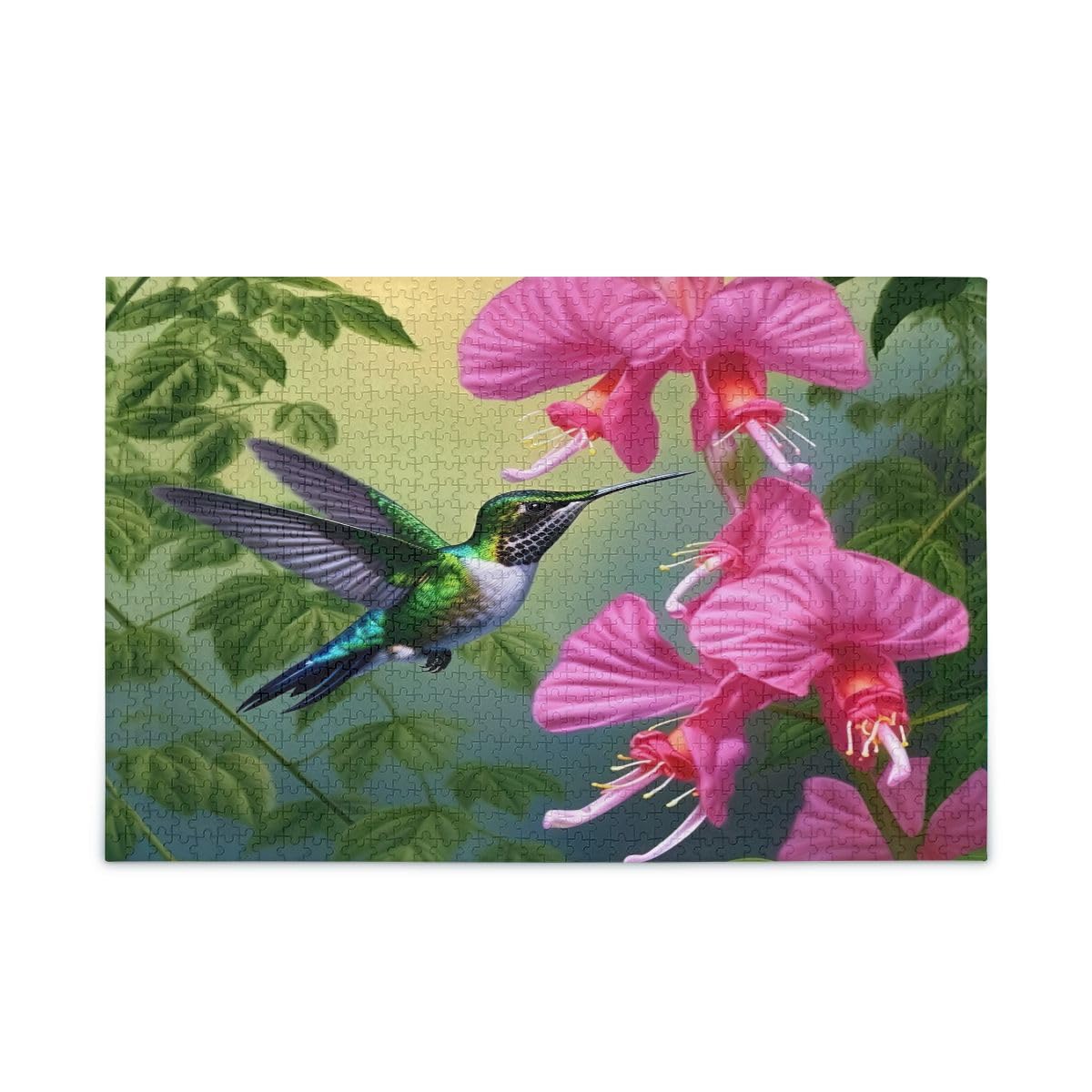 500 Piece Hibiscus Hummingbird Jigsaw Puzzle - Fun & Challenging Puzzle for Kids & Adults - Perfect Family Game Night Activity, Birthday Gift & Home Decor
