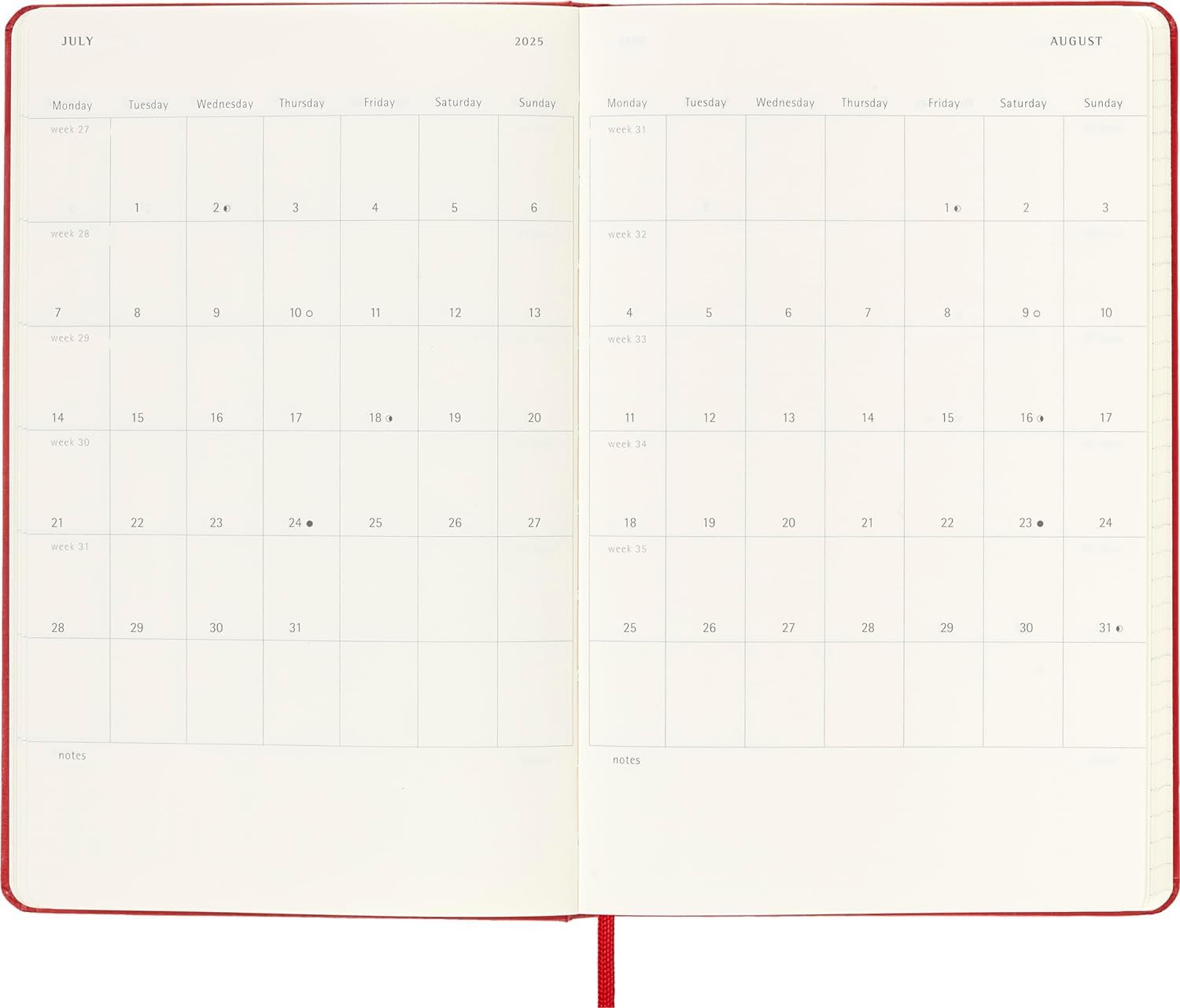 Moleskine Classic 2025 Weekly Planner - 12 Month Hard Cover Large (5