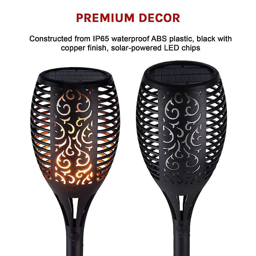 10 Pack Solar Torch Lights - 96 LED Flickering Flame Garden Lights with Dancing Effect | Waterproof Outdoor Landscape Lighting for Patio, Yard, Pathway & Garden Decor