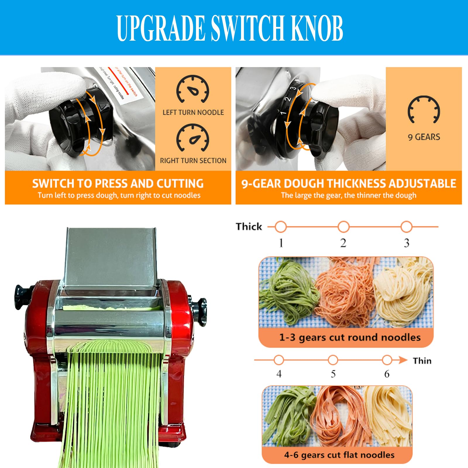 XINGYUEXUAN Electric Pasta Maker Machine - Automatic Dough Roller with 2.5mm Spaghetti Blade for Fresh Homemade Noodles | Perfect for Italian Restaurants & Home Kitchens