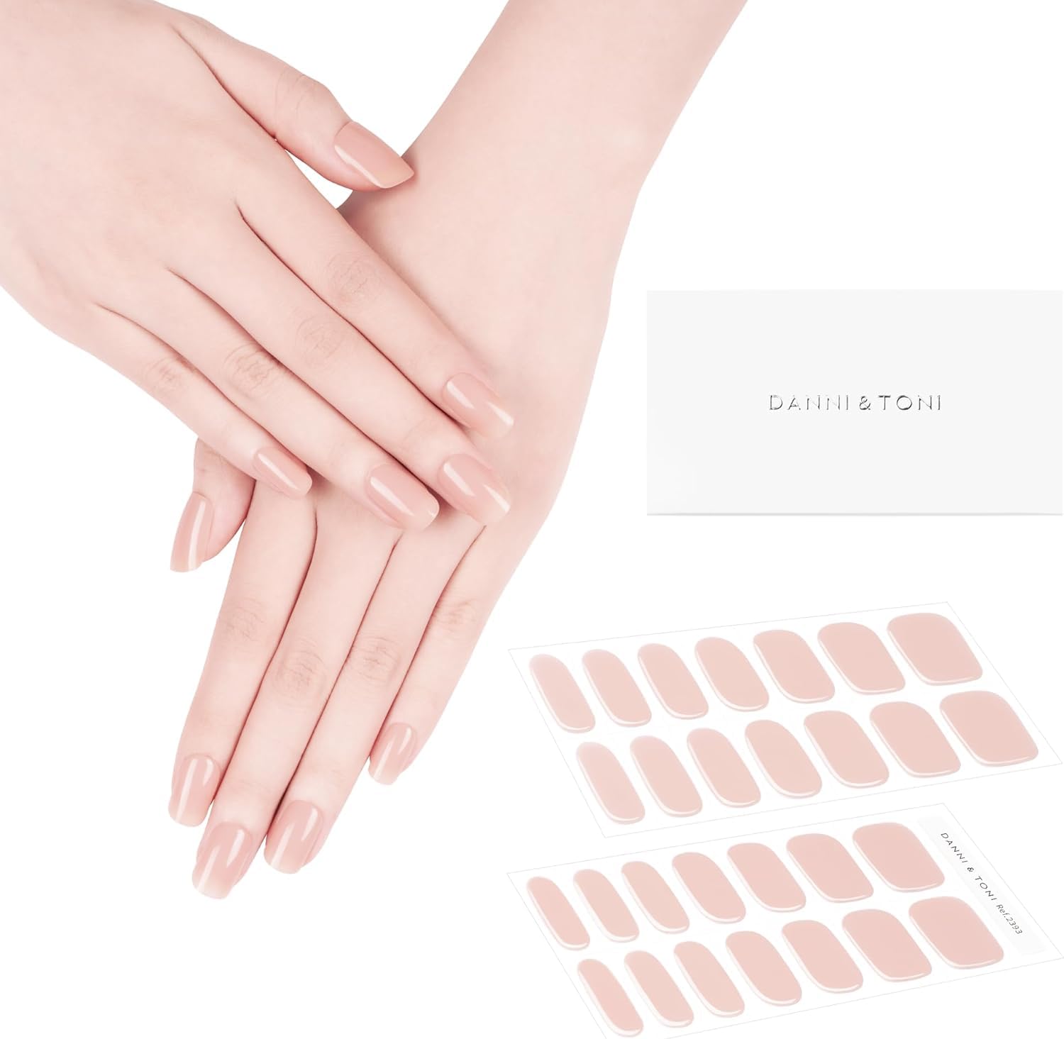 Semi Cured Gel Nail Strips - 16PCS French Tip Nail Wraps with Nail File Stick - Light Lilac Pink Self-Adhesive Gel Nail Stickers for Long Lasting Manicure | Perfect for Home Nail Art, Salon Quality DIY Manicures, Parties & Special Occasions