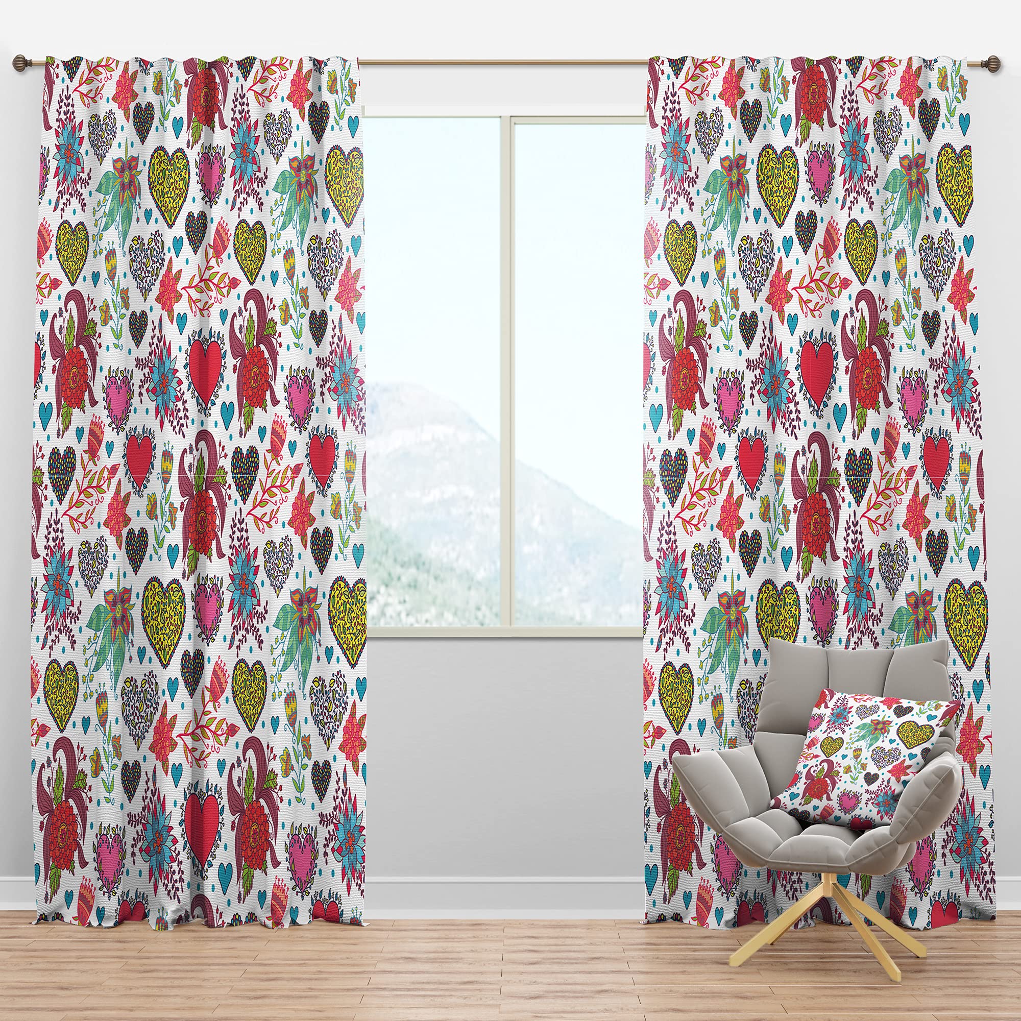 DesignQ Blackout Curtains - Thermal Insulated Floral Heart Pattern Window Drapes for Bedroom & Living Room (52x120, Single Panel) - Perfect for Light Blocking, Privacy & Temperature Control