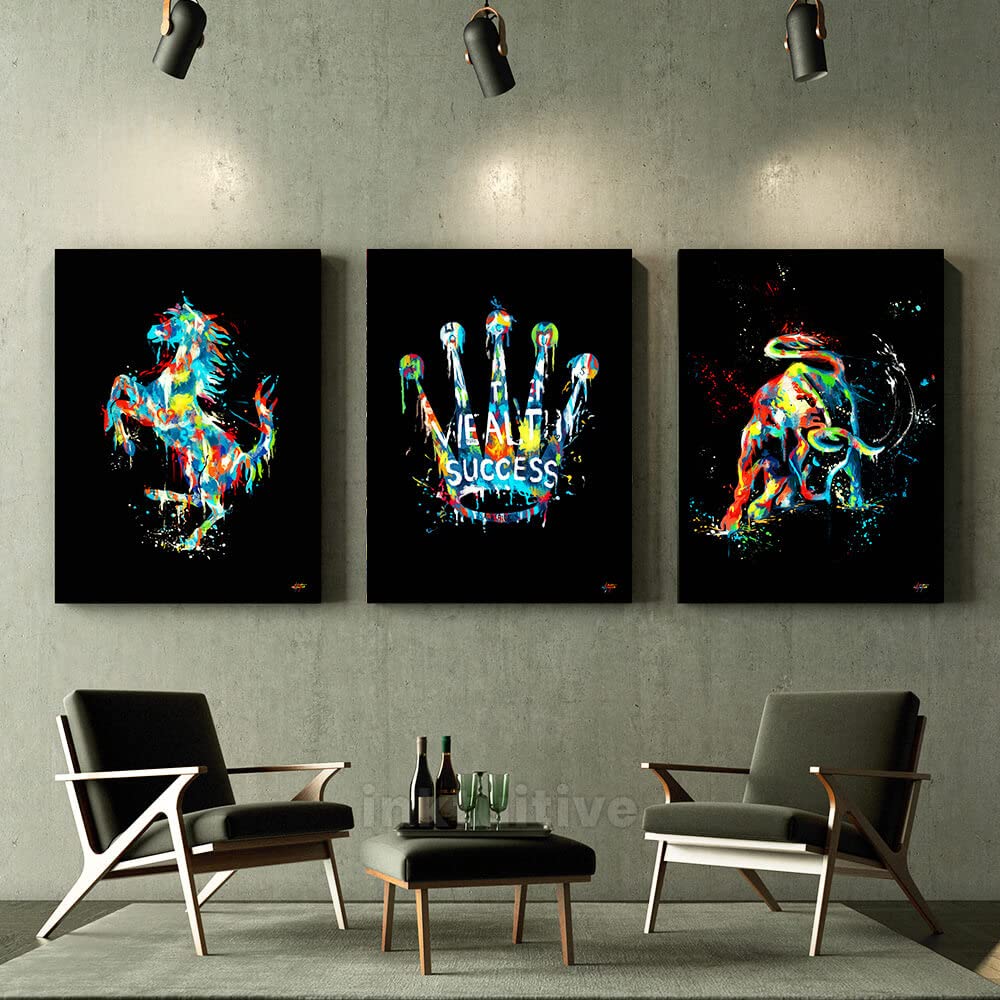 Inktuitive ‘Dreams Trilogy’ 3-Piece Framed Canvas Wall Art Set - Motivational & Inspirational Home Decor (16x12 inches, Black) | Perfect for Living Room, Bedroom or Office Decor