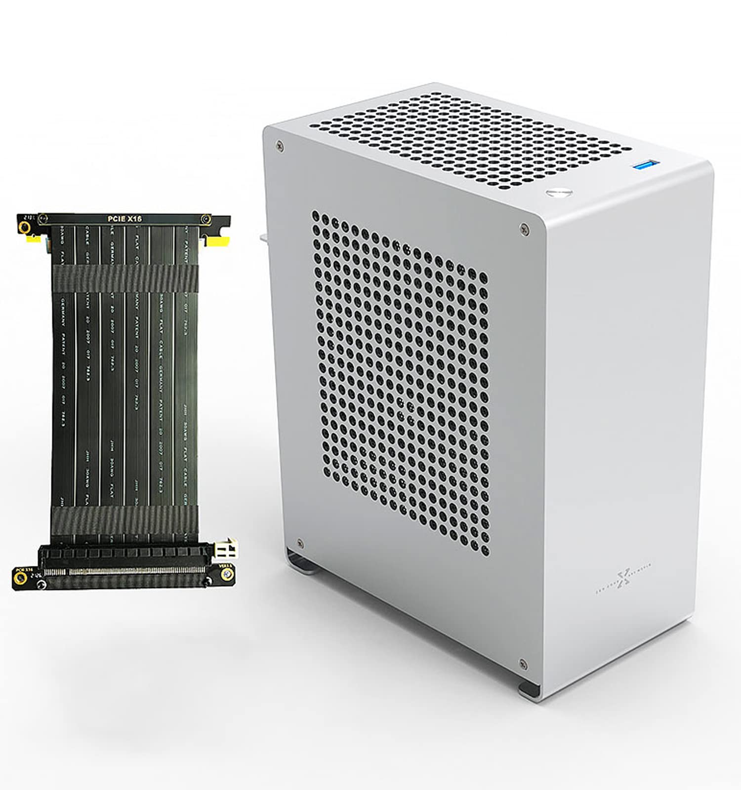 ZZEW A1P Mini-ITX PC Case - Compact Aluminum Micro ITX Computer Case in Silver | Supports Dual PCIe 3.0 Riser Cable | Perfect for Small Gaming PC Builds & Home Theater Systems