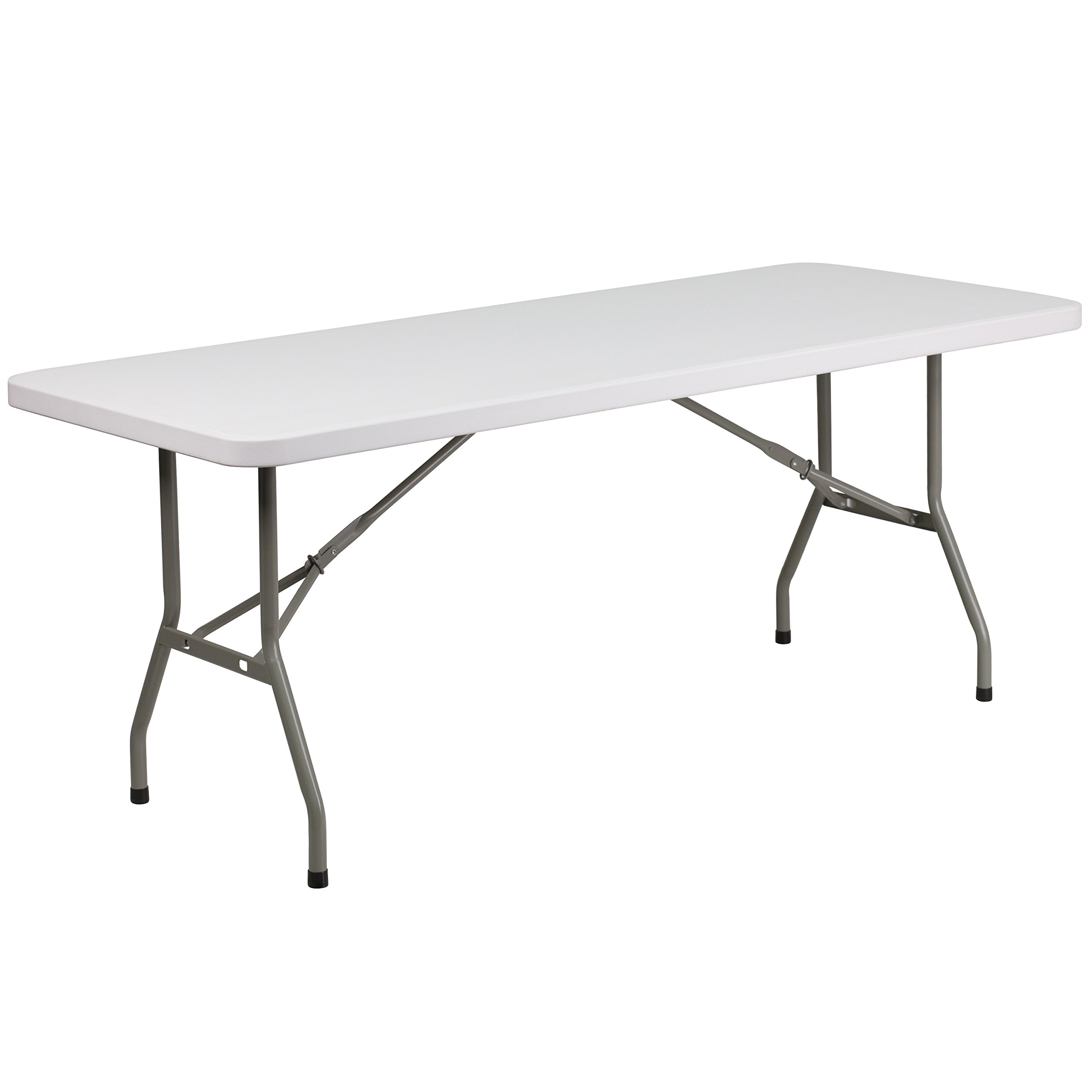6-Foot Granite White Plastic Folding Table - Heavy Duty Banquet & Event Table for Parties, Weddings, Picnics & Outdoor Gatherings