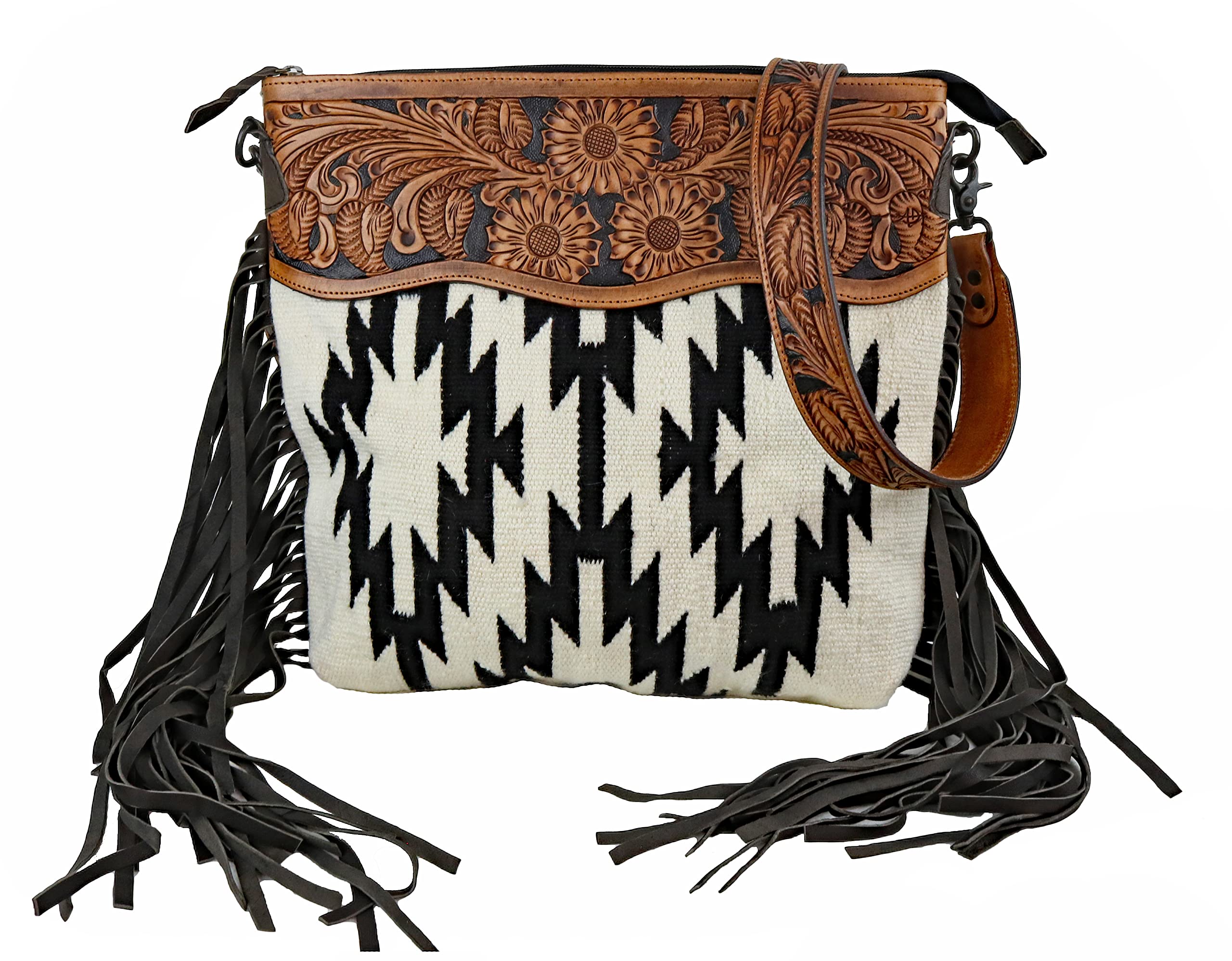 American Darling Classic Black & White Aztec Saddle Blanket Crossbody Purse - Stylish Boho Handbag for Women, Perfect for Festivals, Travel & Everyday Use